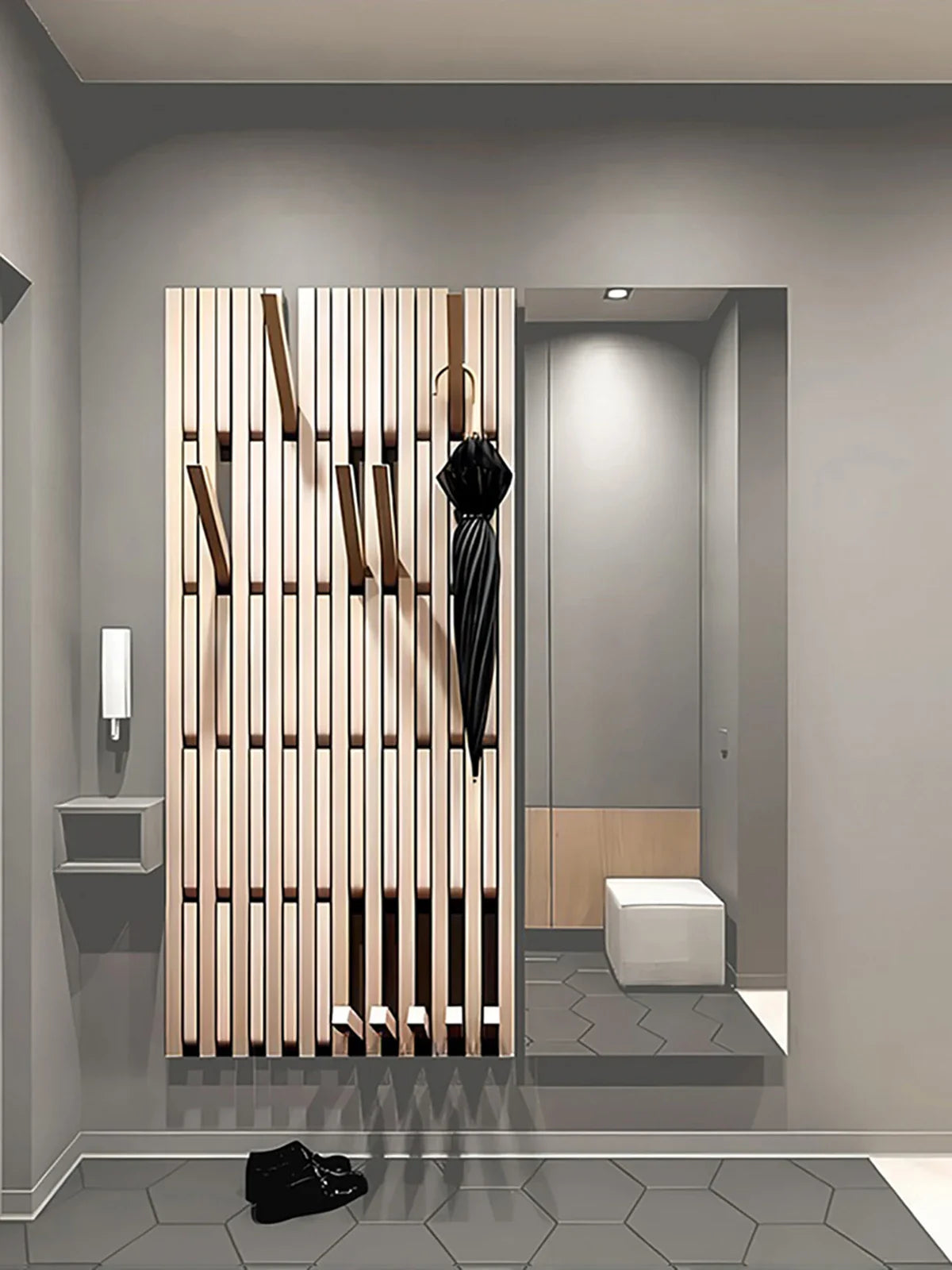 Beech Wood Wall Mounted Coat Rack - Elegant Piano Design Entryway Organizer for Hats, Scarves & Keys - Perfect for Hallway, Bedroom or Office Decor
