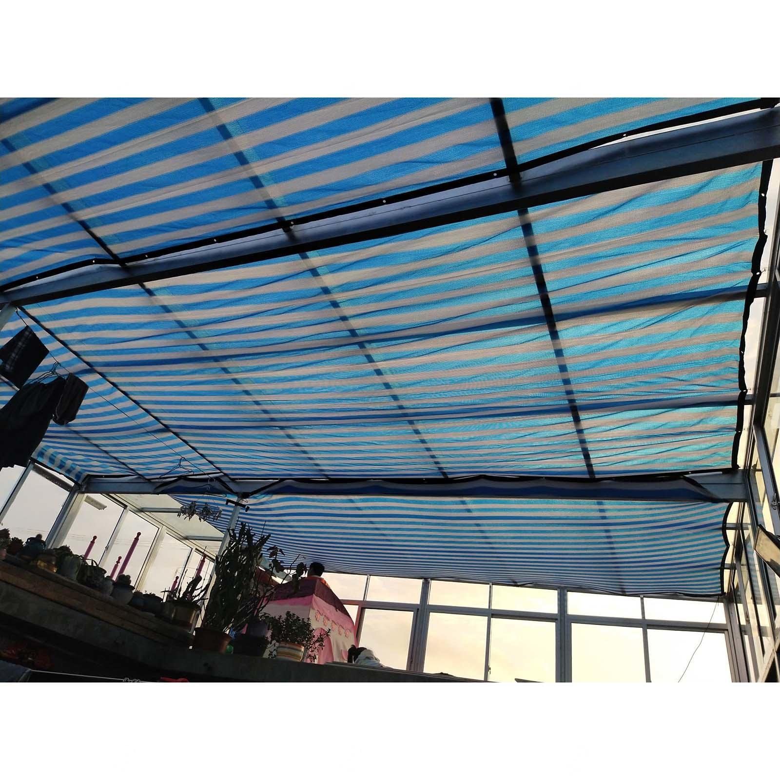 Premium Blue & White Striped Shade Netting - 90% UV Block Sunscreen Fabric, Breathable Privacy Screen Mesh for Garden Greenhouse Plants (5x10m/16.4x32.8ft) | Outdoor Sun Protection, Patio Cover & Plant Shade Solution