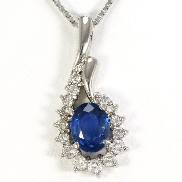 18K White Gold Sapphire and Diamond Necklace for Women - Elegant Jewelry Gift for Anniversary, Wedding, or Special Occasion