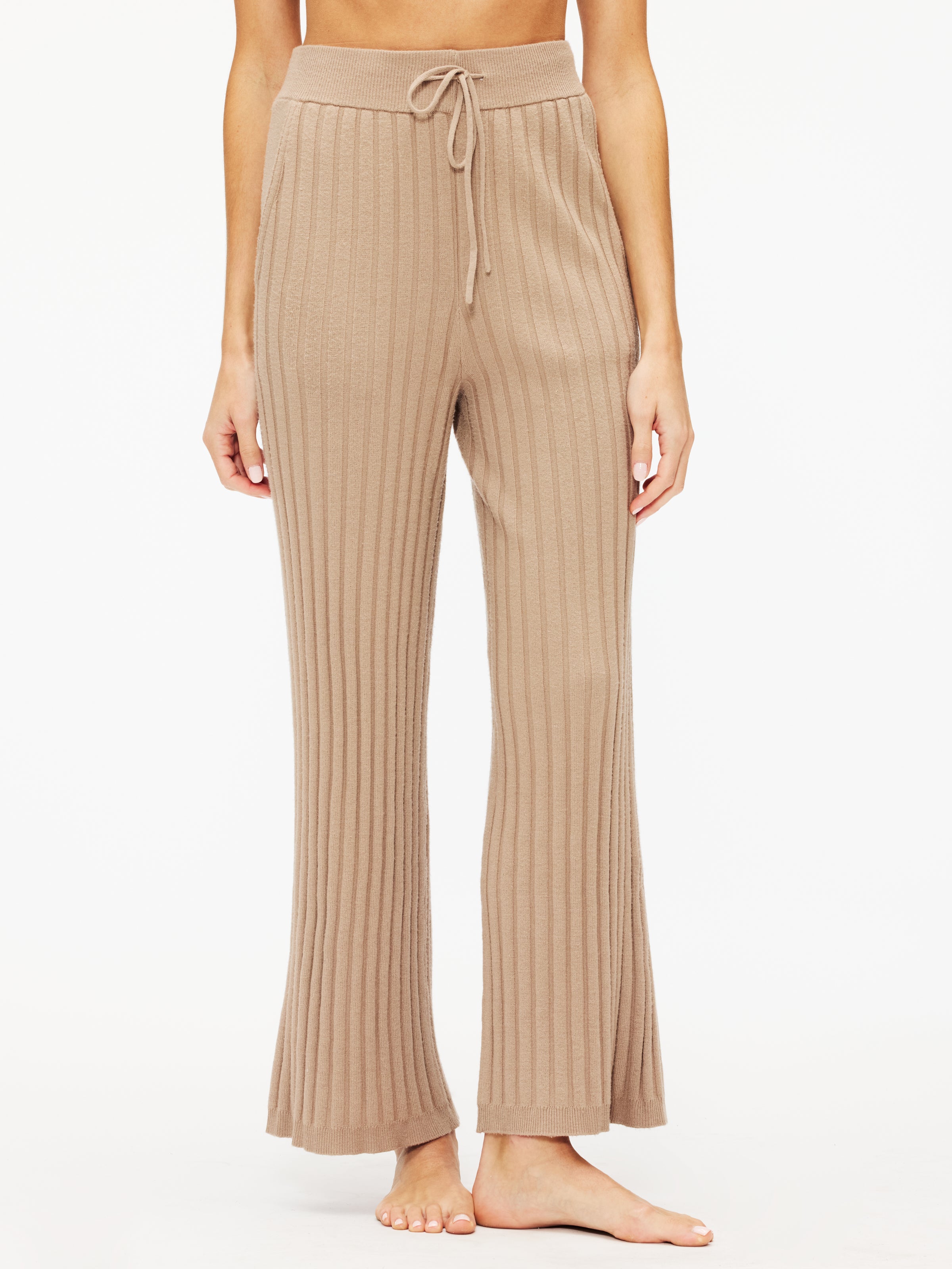 Varley Simeon Wide Rib Knit Trouser - Women's High Waist Stretch Pants for Work, Travel & Lounge | Comfortable & Stylish Casual Wear
