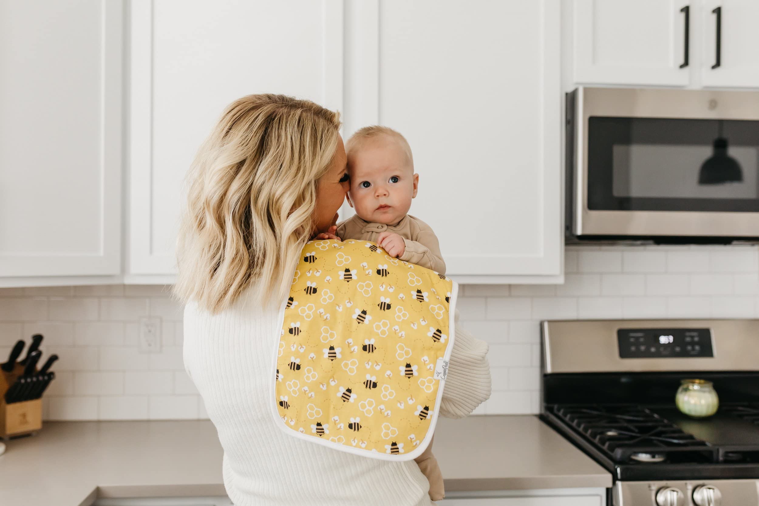 Premium Baby Burp Cloths 3-Pack - Extra Soft Cotton Spit Up Rags with 3 Absorbent Layers, 21