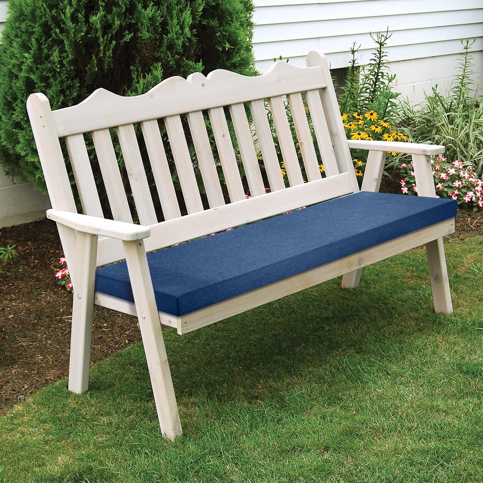 Premium Waterproof Outdoor Bench Cushion - Non-Slip Patio Furniture Cushion for Swing, Window Seat & Indoor Use - Blue 15.7