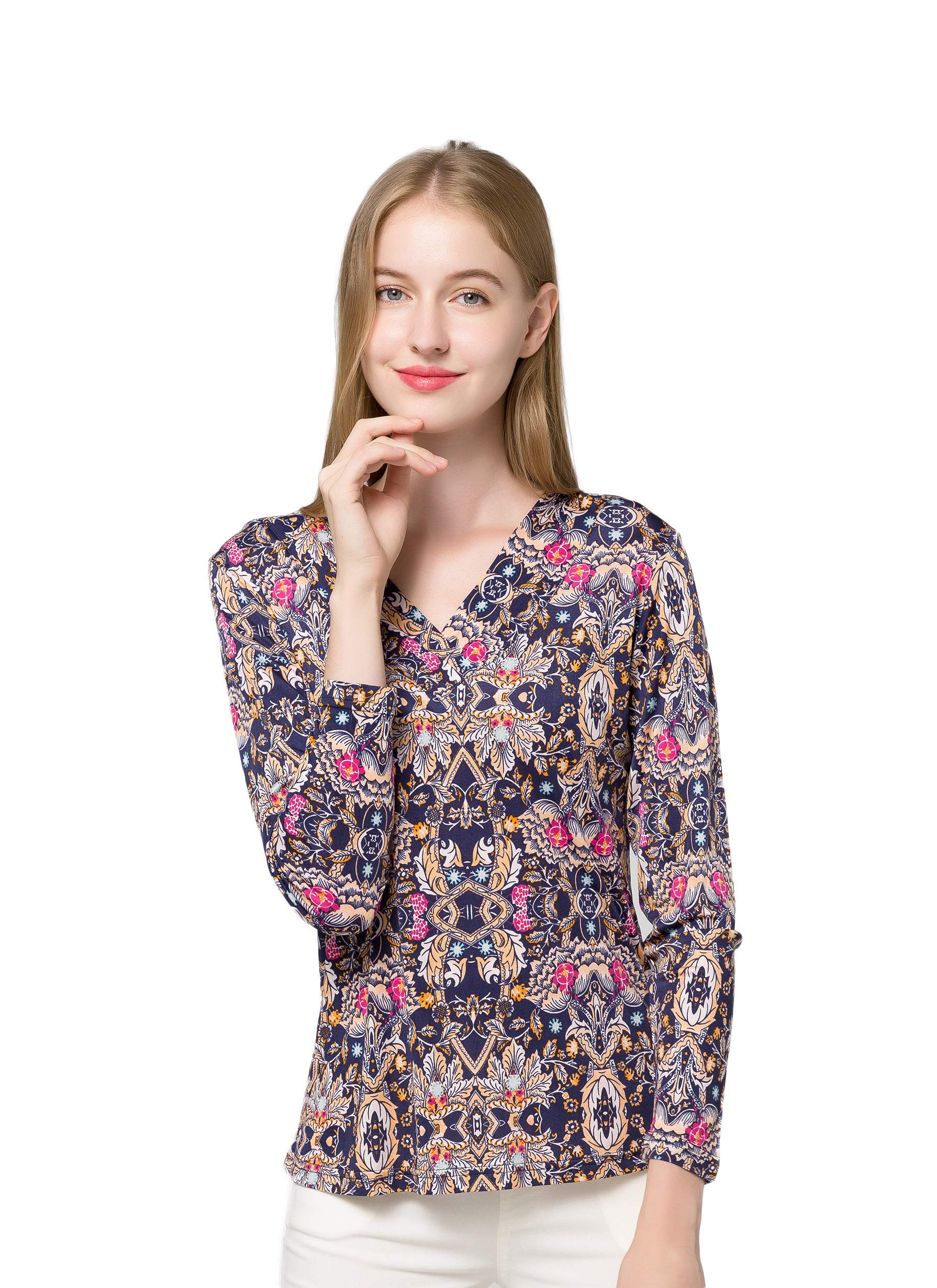 Alexander Women's Pure Mulberry Silk Blouse - Long Sleeve Casual Silk Shirt for Work, Travel & Everyday Wear