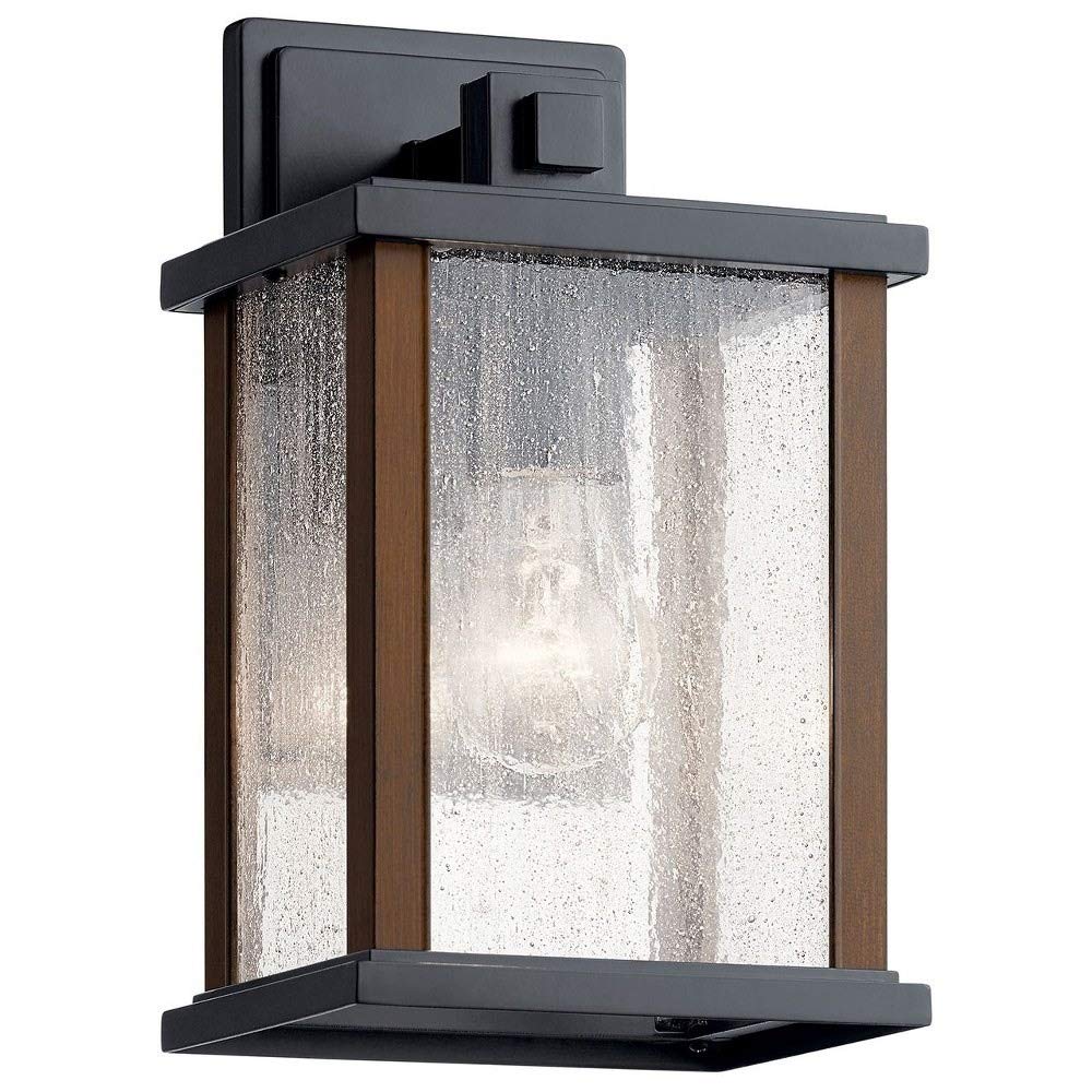Kichler Marimount 11 Inch Black Outdoor Wall Light with Clear Ribbed Glass - Perfect for Porch, Patio, and Entryway Lighting