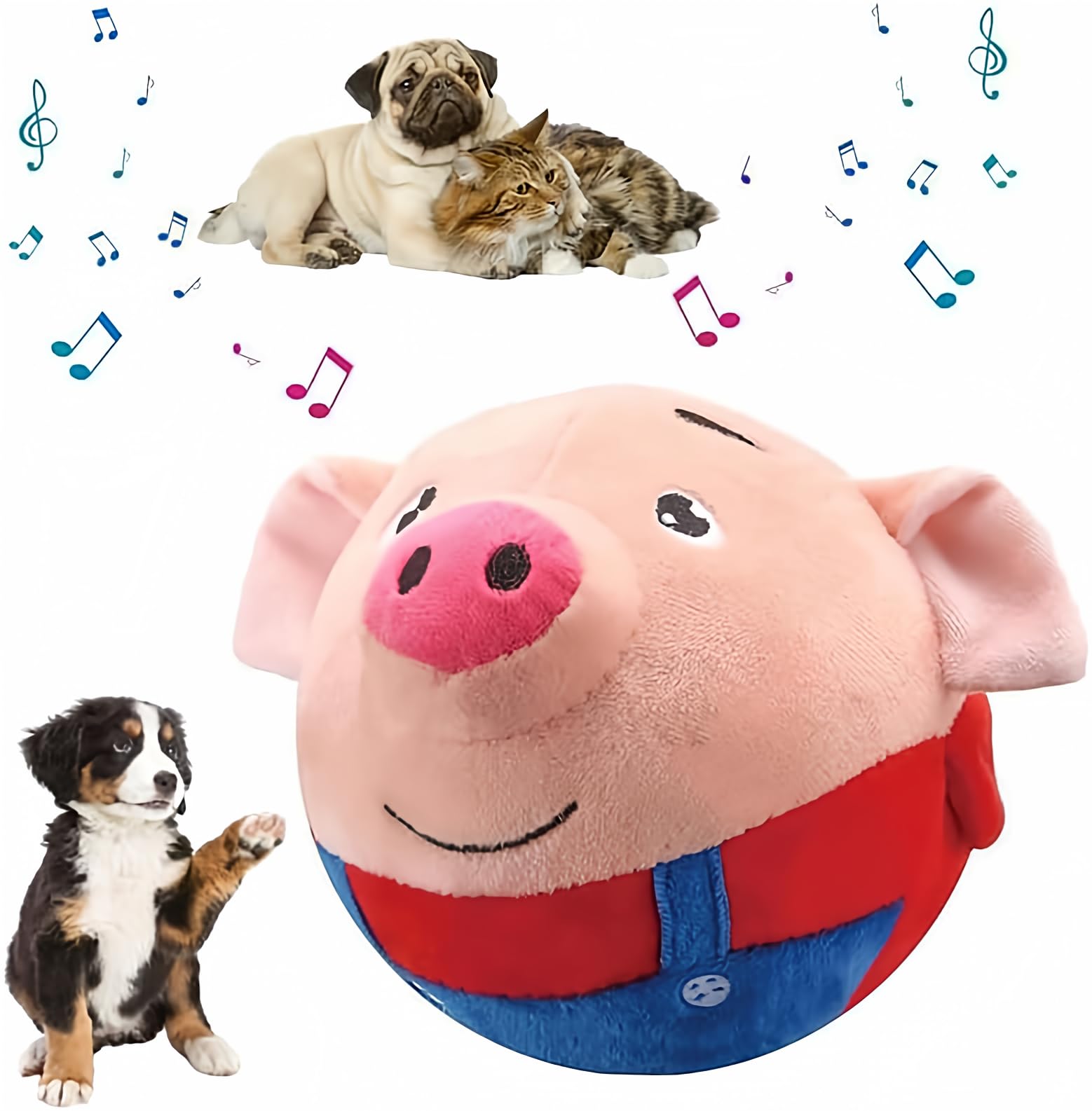 2024 Upgraded Interactive Squeaky Moving Dog Toy - Active Plush Pig Ball with Electronic Sound, Washable & Bounce for Puppy Playtime - Perfect for Indoor Fun, Training, and Boredom Relief for Dogs