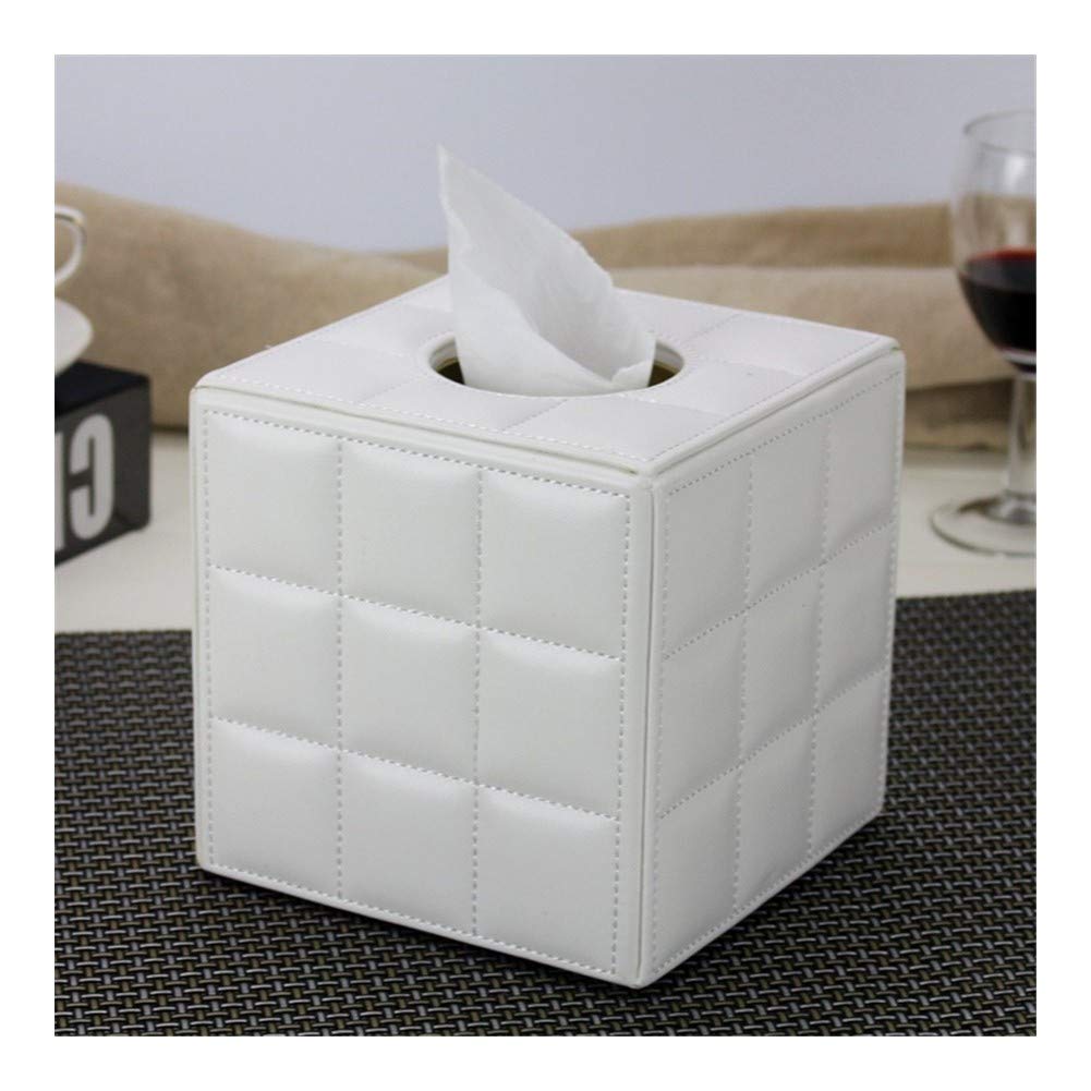 Vintage Leather Tissue Box Cover - Wooden Bamboo Rectangular Paper Napkin Holder for Desk & Car | Decorative Storage Organizer for Tissues & Towels | Perfect for Home, Office & Travel