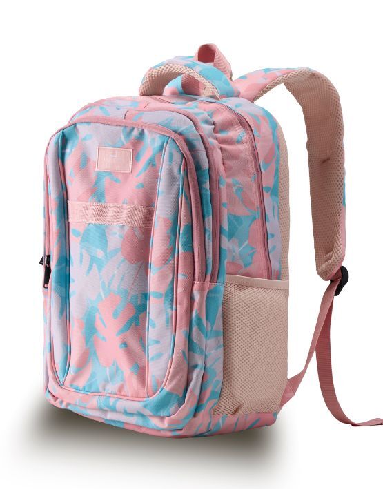 Tosca TCA936 M Small Backpack for Women - Lightweight Pink/Palm Design - Perfect for Travel, Work & School