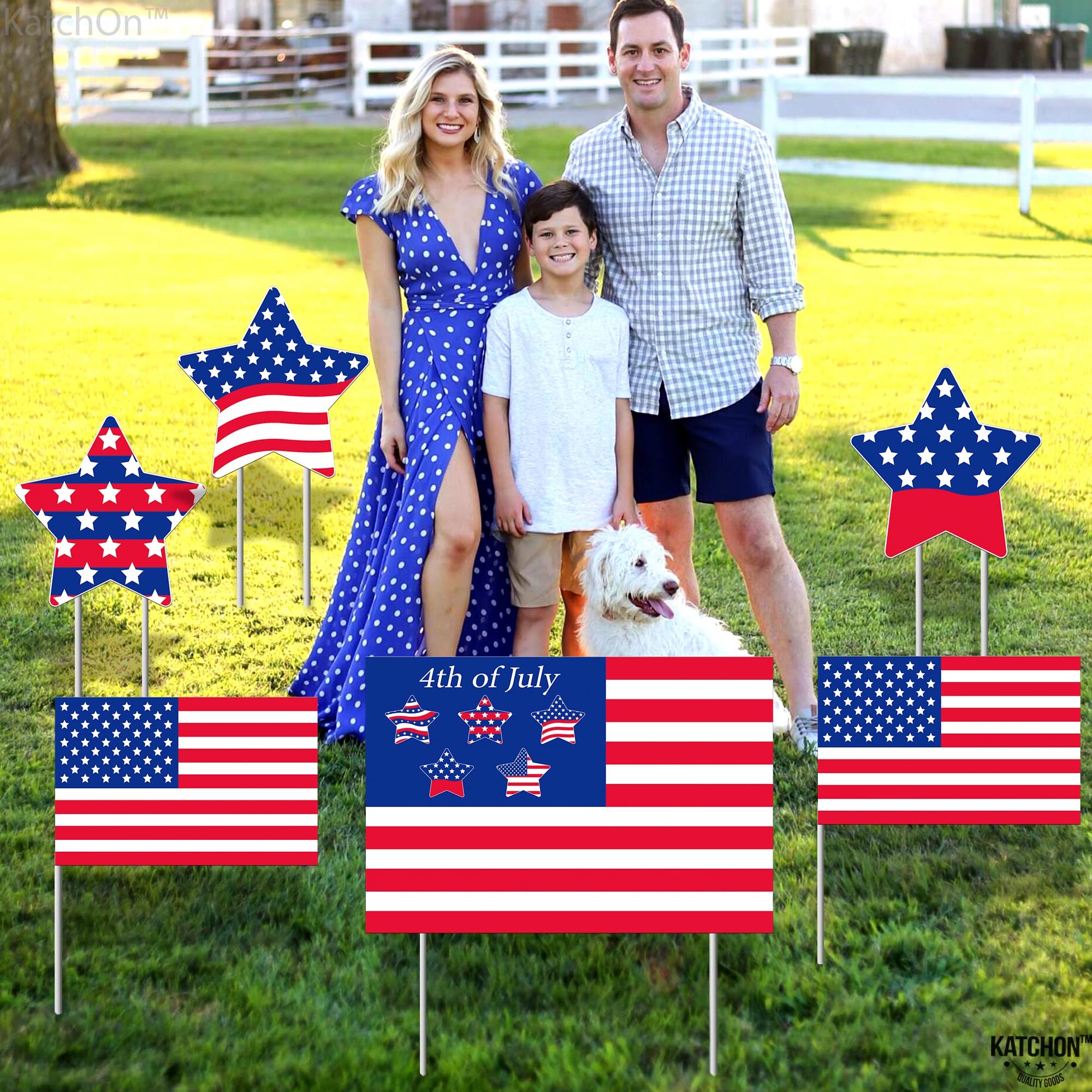 4th of July Yard Signs with Stakes - Patriotic Outdoor Decorations for Independence Day | USA Flag Lawn & Garden Decor | Perfect for Backyard, Front Yard & Party Celebrations