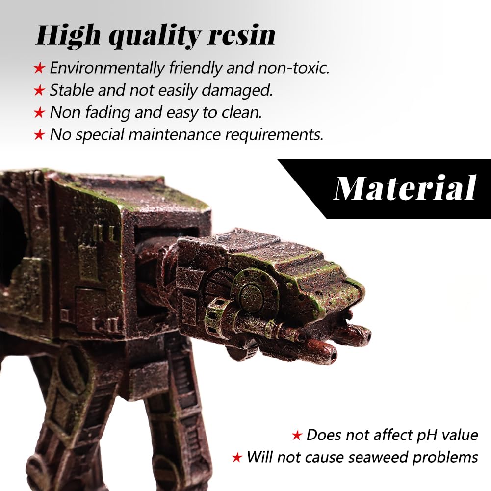 Star Wars AT-AT Fish Tank Decorations - Small Aquarium Decor for Betta Fish, Hideout & Play - Perfect for Sleep, Rest & Stress Relief in Home & Office Aquariums