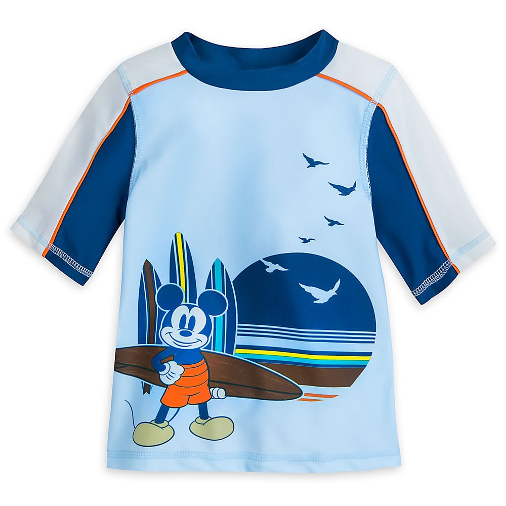 Disney Mickey Mouse Boys UPF 50+ Sun Protection Rash Guard Swim Shirt for Beach, Pool & Water Activities