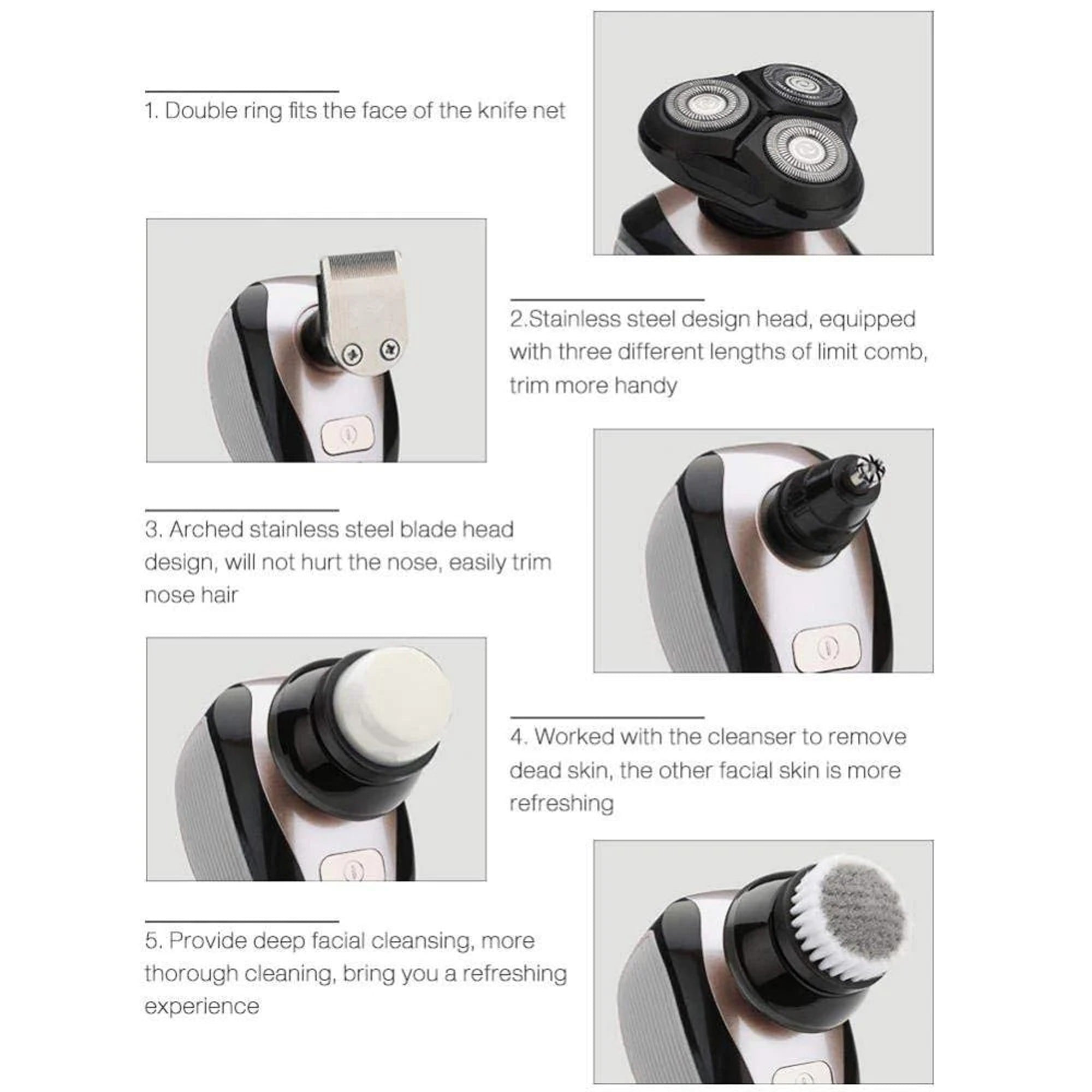 Premium Titanium Series Total Shaver for Men - Electric Razor with 5D Floating Heads & Wet/Dry Use - Perfect for Travel, Gym & Daily Grooming