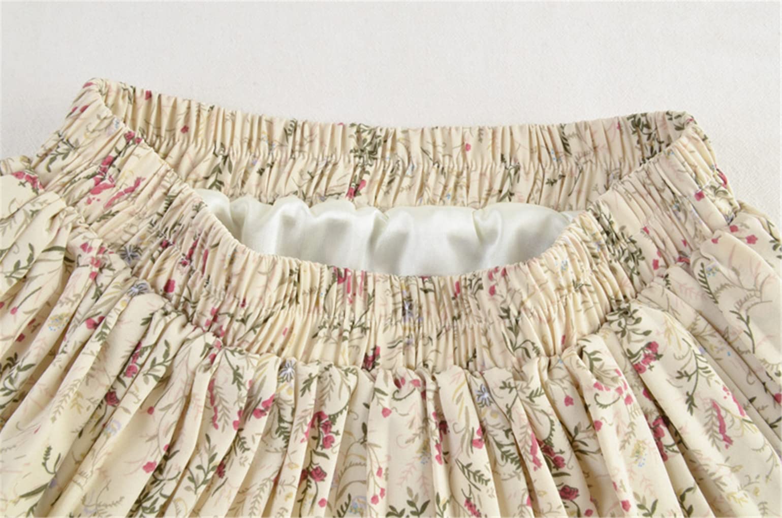 Floral Print Tulle Pleated Maxi Skirt for Women - High Waist Chiffon A-Line Skirt with Loose Fit | Perfect for Summer, Weddings, Beach Vacations & Boho Outfits