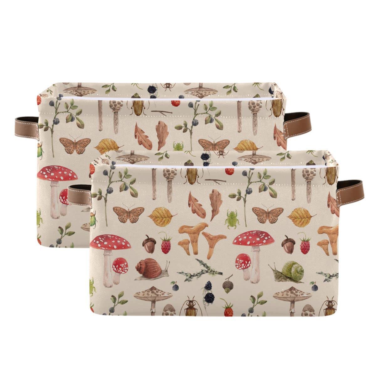 Collapsible Waterproof Mushroom Storage Basket - Rectangle Foldable Bin for Nursery Toys, Books & Closet Shelves | Perfect for Kids' Room Organization & Bedroom Decor