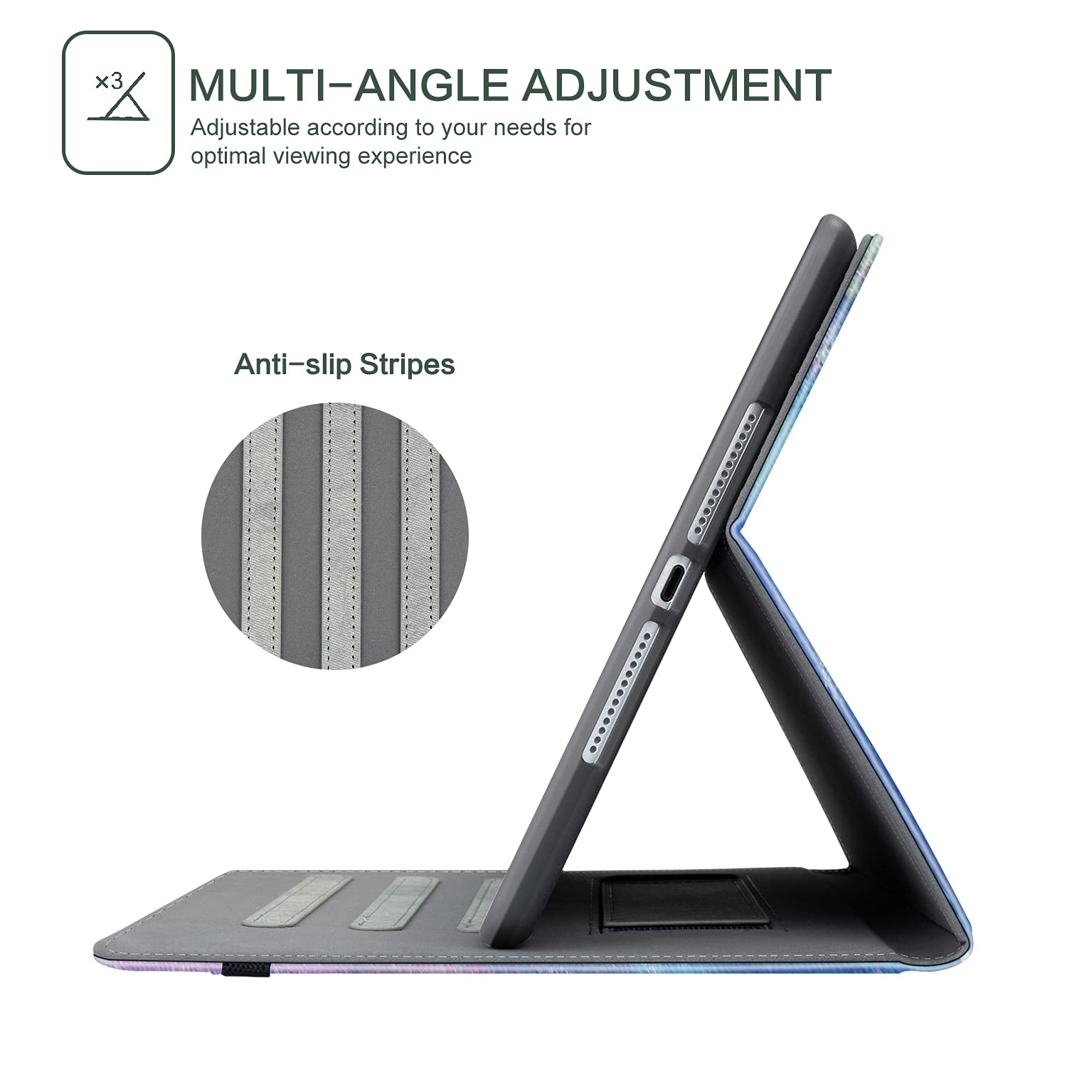 Premium iPad 9th/8th/7th Gen Case (10.2 Inch) with Pencil Holder, Hand Strap & Anti-Skid Design - Multi-Angle Stand, Auto Wake/Sleep - Abstract Oil Painting Style for Kids - Perfect for School, Travel & Home Use (2021/2020/2019 Models)
