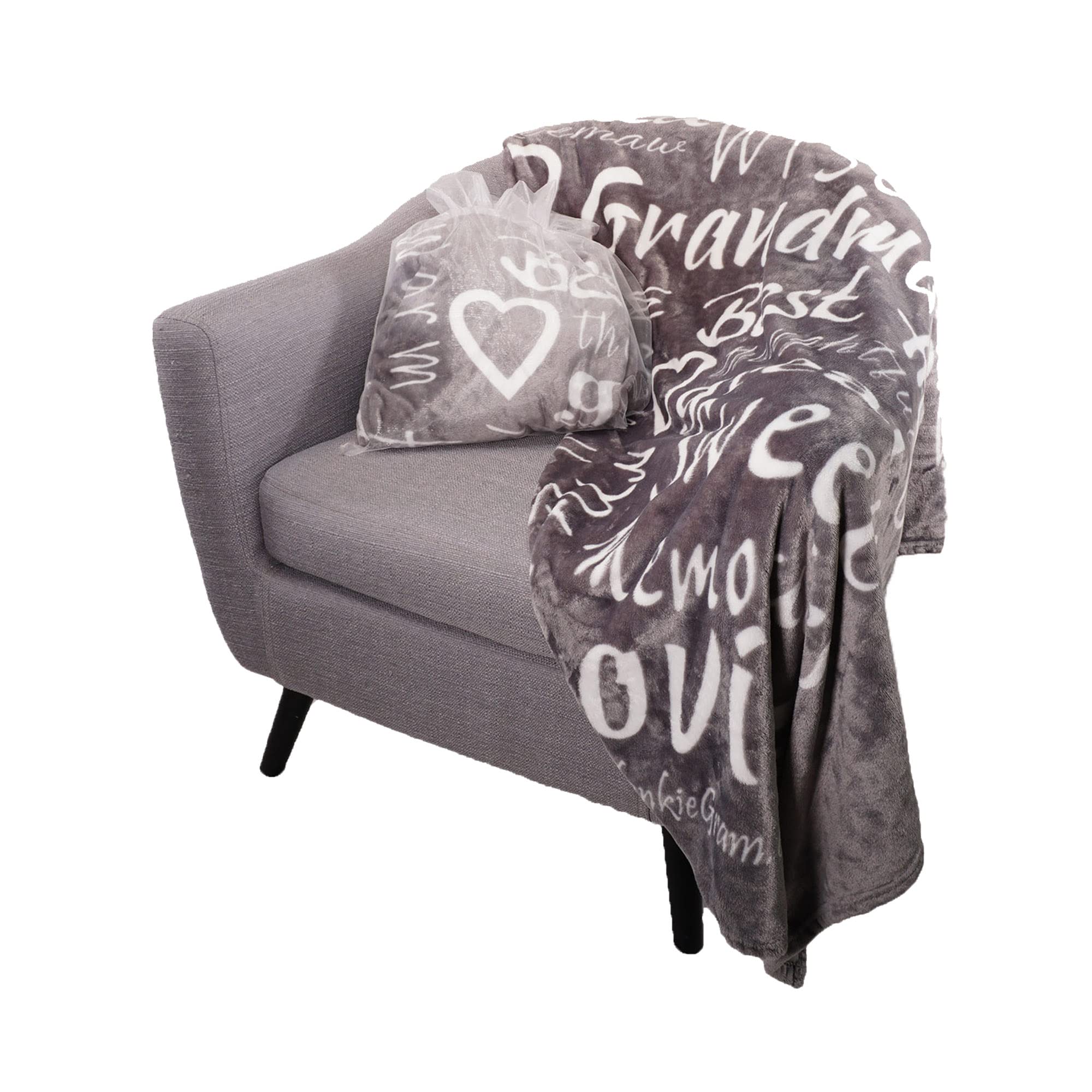 BlankieGram Grandmother Throw Blanket - Soft Cozy Fleece Blanket for Grandma, Women & Family - Perfect Gift for Birthdays, Christmas & Home Decor - Grey Plush Blanket for Couch, Bed & Relaxation