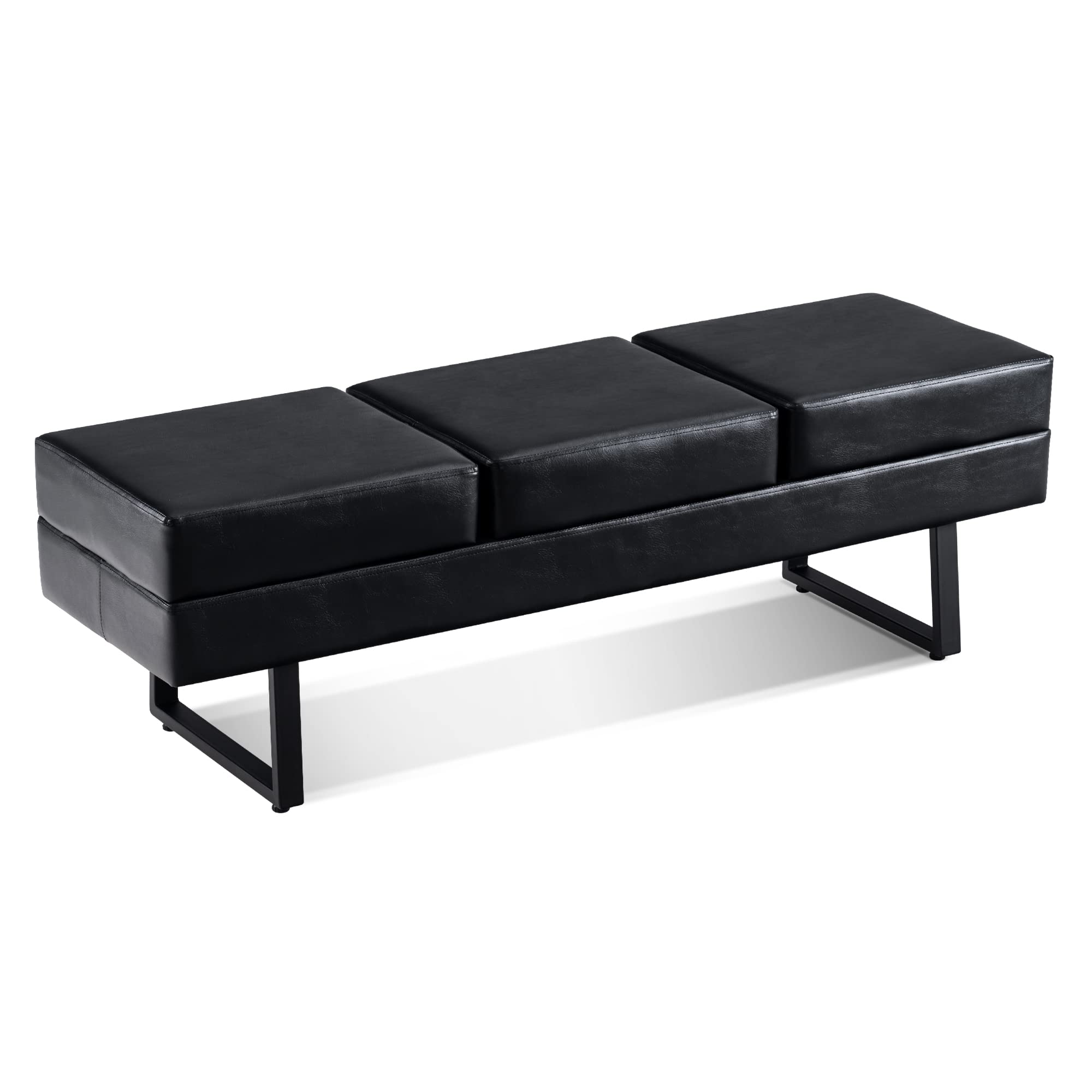 BarberPub Heavy Duty Waiting Room Chairs - Faux Leather Upholstered Office Guest Reception Bench for Salon, Lobby & Conference Room - Durable 7008 Model (Black) | Perfect for Barber Shops, Spas, Clinics & Corporate Waiting Areas