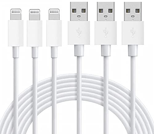 3-Pack 6FT iPhone Charger Cable [Apple MFi Certified] Fast Charging Lightning to USB Cable for iPhone 12/11/SE/XS/XR/X/8/7, iPad & AirPods - Perfect for Home, Office & Travel Charging