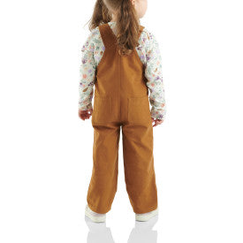 Carhartt Brown Toddler Girls Long Sleeve Bodysuit & Canvas Overalls Set - Warm Winter Outfit for Playdates & Outdoor Adventures