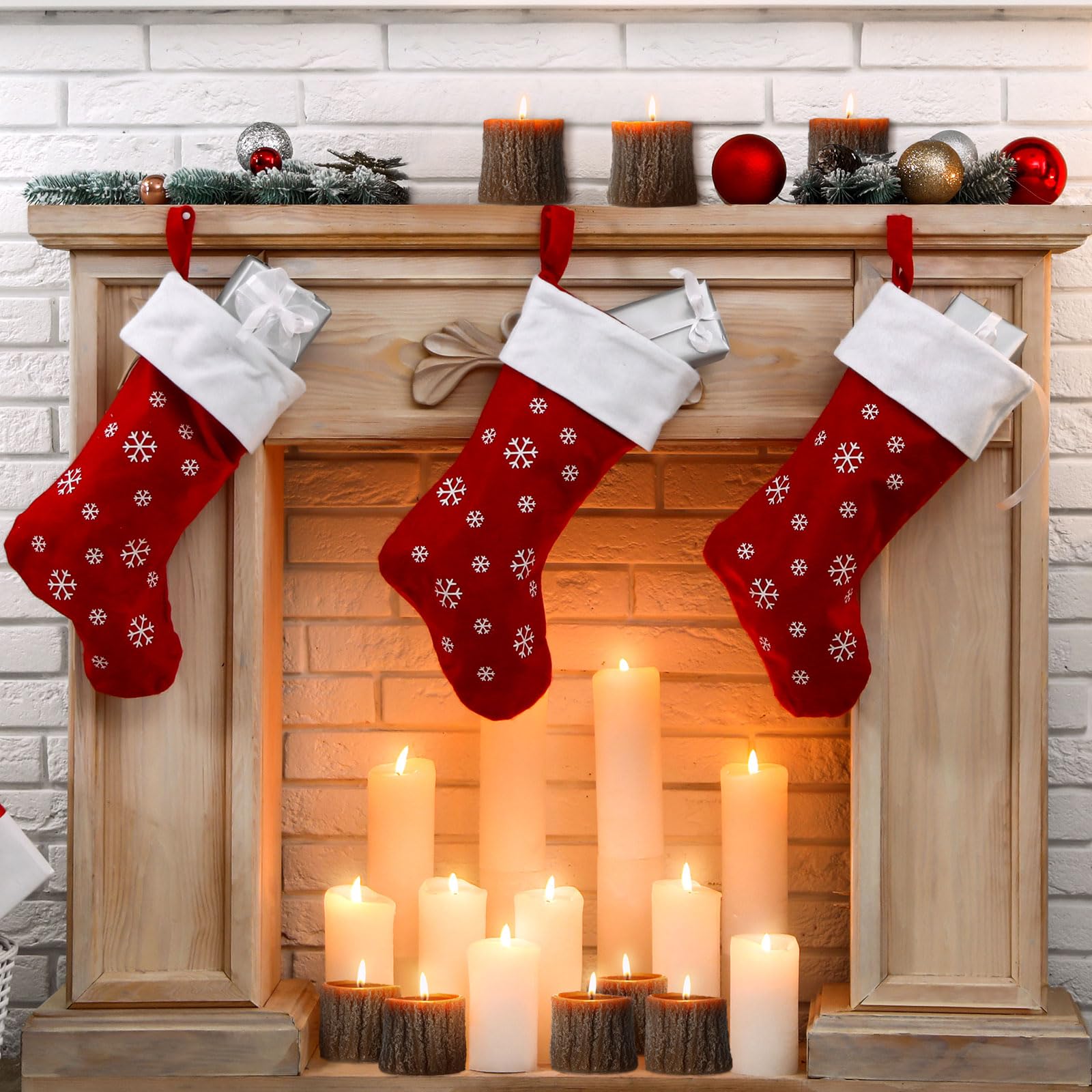 8 Pcs Christmas Scented Soy Candles Set - Handmade Tree Stump Tealight Candles 2.53 Inch, Rustic Bark Design for Holiday Home Decor | Perfect for Winter Mantel, Christmas Table Centerpiece & Cozy Gift Giving