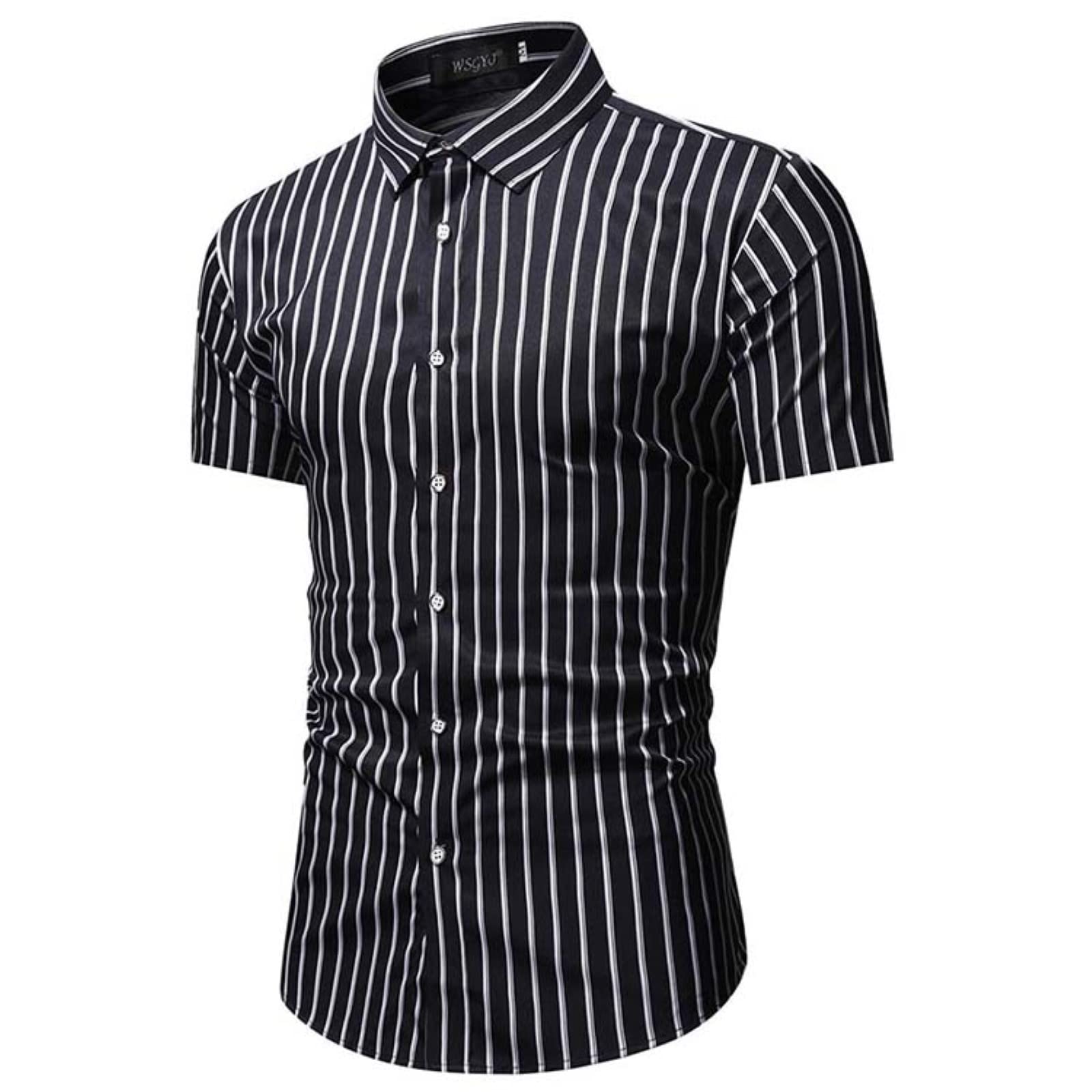 Men's Striped Letter Print Casual Lapel Shirt - 70s Vintage Style Single Breasted Top for Spring Summer Beach & Outdoor Wear - Perfect for Casual Outings, Vacations and Retro Fashion
