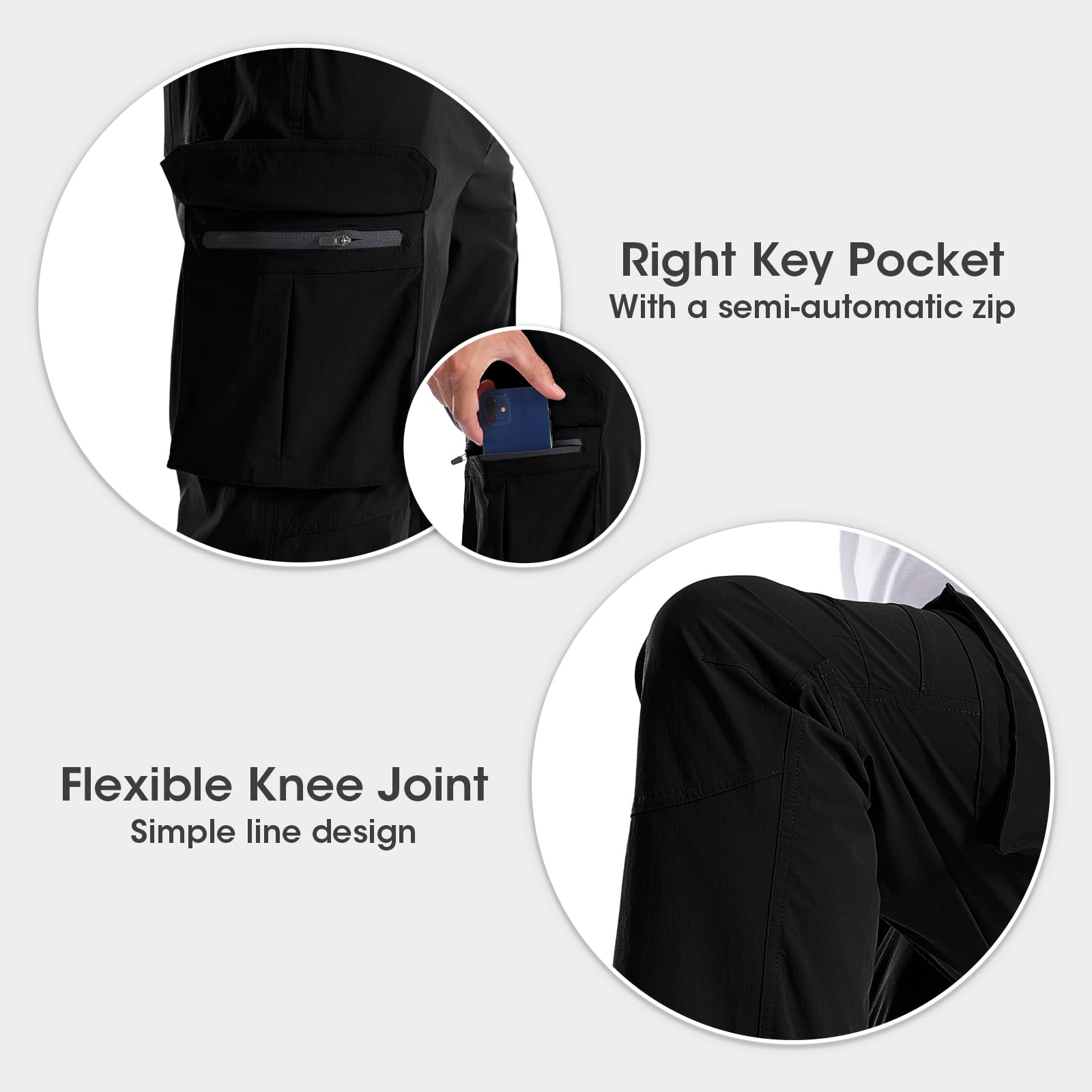 Men's Quick-Dry Cargo Pants - Lightweight Hiking & Travel Pants with Belt Loops & Multiple Pockets - Outdoor, Camping, Work & Everyday Wear - Comfortable & Durable for Active Lifestyles
