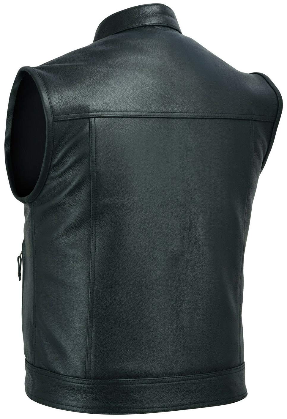 Men's Black Leather Motorcycle Vest - Biker Jacket for Riding Club & Motorcycle Enthusiasts - Perfect for Harley Davidson, Cruiser & Street Bike Riders