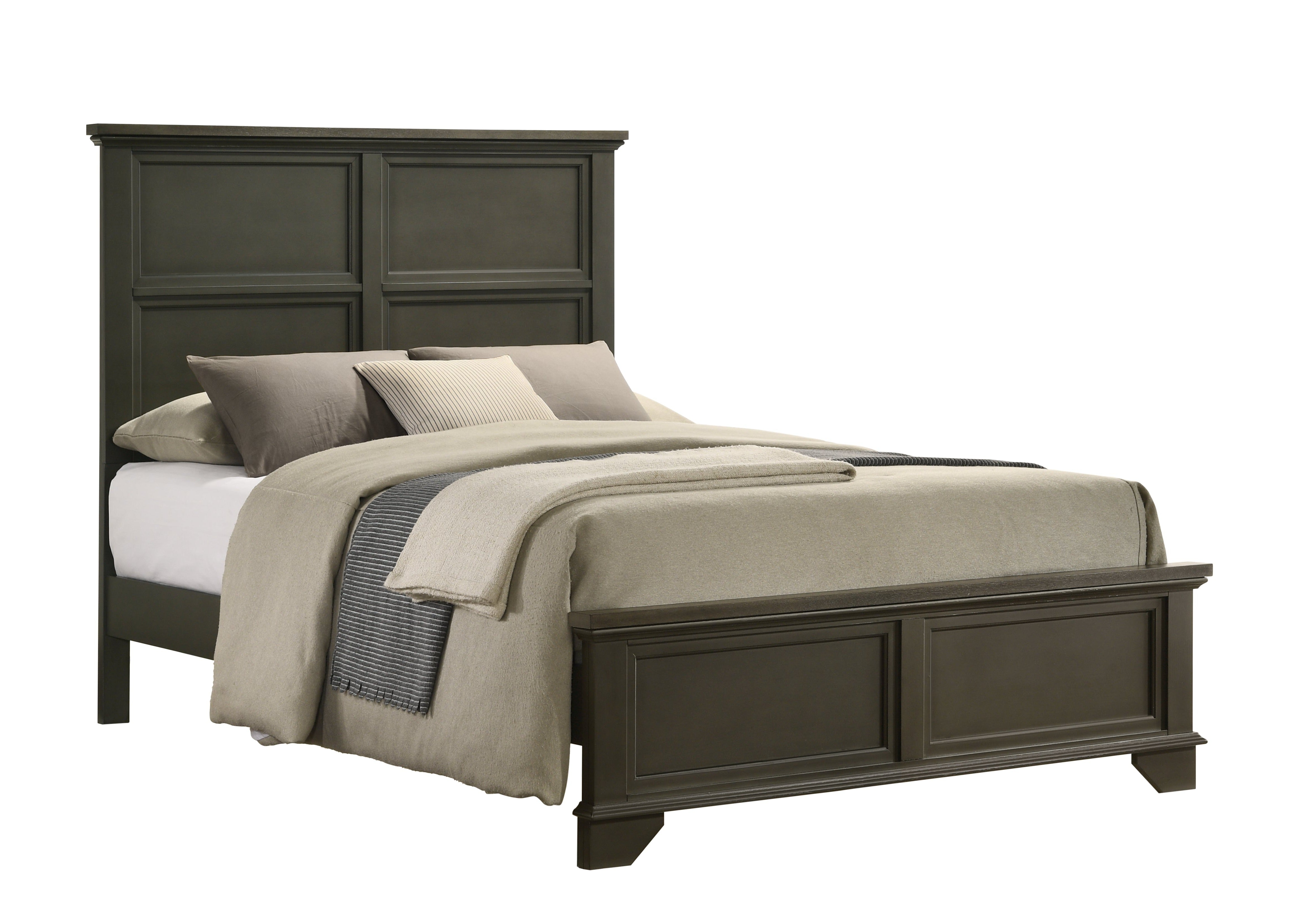 Abigail 6-Piece Full Bedroom Set - Queen Size Bed Frame, Nightstand, Dresser & Mirror - Modern Grey Bedroom Furniture for Master Bedroom or Guest Room