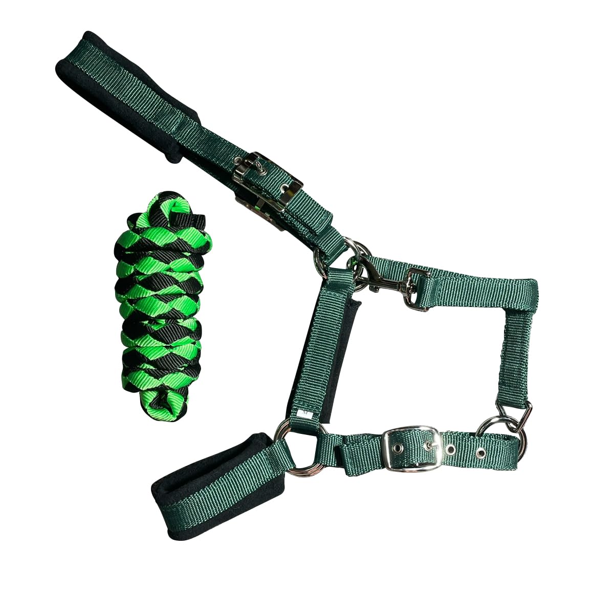 **WINTENT Padded Horse Halters with Nylon Lead Rope – Comfortable & Durable Equestrian Halter for Horses, Green (Small) – Perfect for Trail Riding, Training & Stable Use**