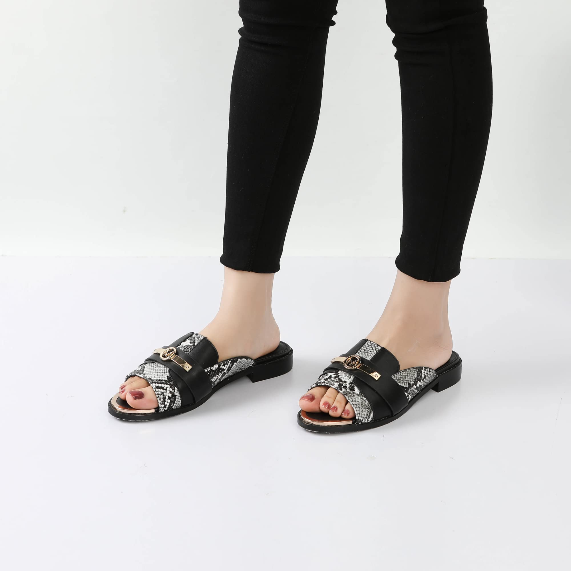 MKF Collection Women's Fashion Slides - Open Toe Casual Flats Slip-On Dress Sandals for Summer, Beach, and Home Comfort | Lightweight & Stylish Footwear