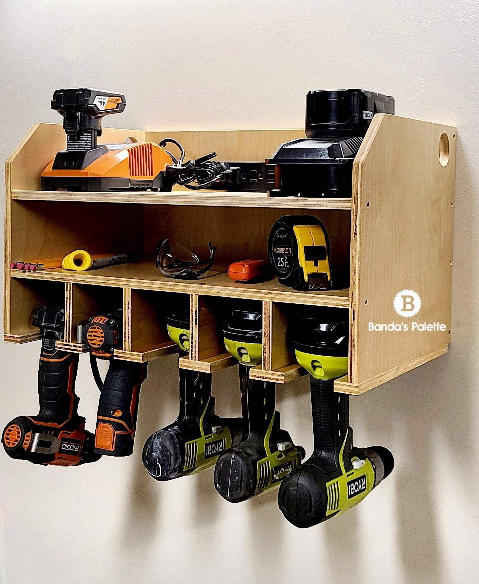 5-Slot Cordless Tool Charging Station & Power Drill Holder - Perfect Handyman Organizer for Workshop, Garage - Unique Father's Day Gift for Dad, Men - Ideal for DIY Projects & Power Tool Storage