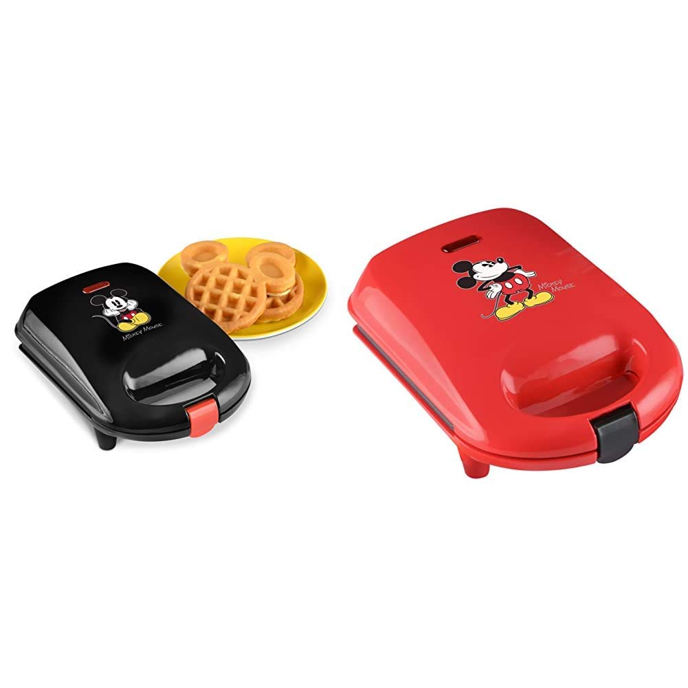 Disney Mickey Mouse Mini Waffle Maker & Cake Pop Maker Set - Black & Red - Perfect for Kids Breakfast, Party Snacks & Holiday Gifts