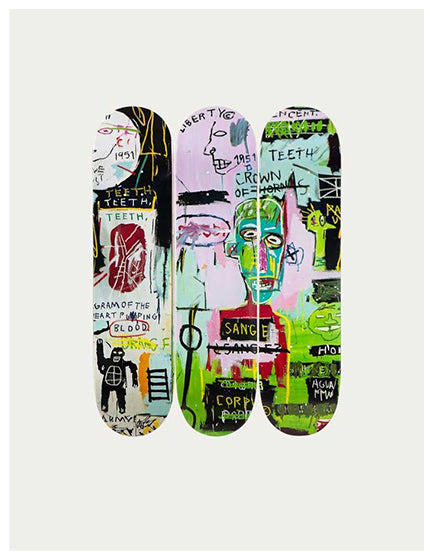 JEAN MICHEL BASQUIAT Italian Triptych Skateboard Decks - Limited Edition Art Skateboards for Collectors & Street Style Enthusiasts - Perfect for Home Decor, Skateboarding & Urban Fashion