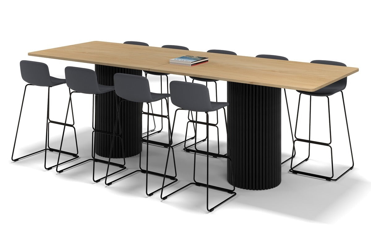 Baobab Circular Base Rectangle Counter Table with Rounded Corners - 3200L x 1100W - Perfect for Kitchen Islands, Dining Areas & Modern Office Spaces