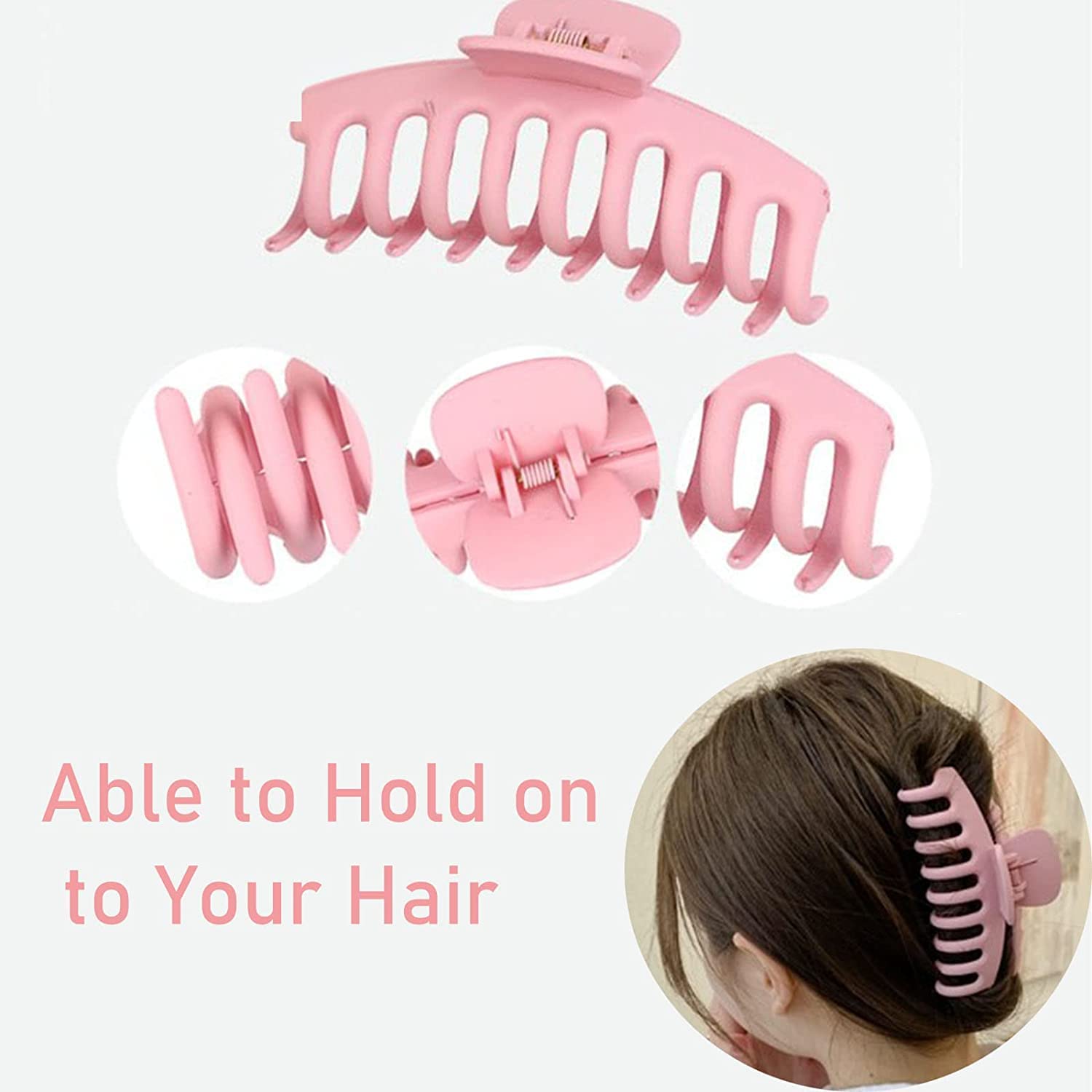 EPARTY 3-Pack Large Hair Claw Clips for Women - Matte Finish Strong Hold Hair Clips for Thin, Thick & Curly Hair - Perfect for Work, Gym, Travel & Everyday Styling