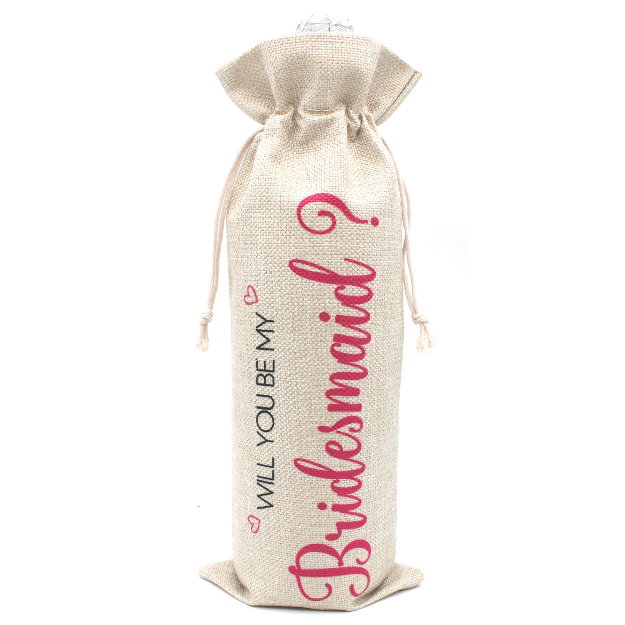 Will You Be My Bridesmaid Proposal Gift - Cotton Burlap Drawstring Wine Bags for Bridal Party - Perfect Bridesmaid Gifts for Weddings, Bachelorette Parties & Special Occasions