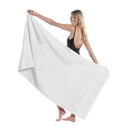 Custom Embroidered Tri-Color Pool & Beach Towels - Personalized White Bath Towel for Swimming, Vacation & Outdoor Activities