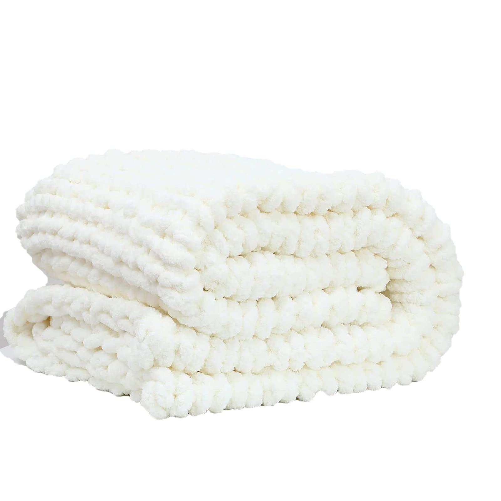 MKWEY Chunky Knit Blanket - 40x80 Inches Soft Handmade Chenille Yarn Cable Knit Throw Blanket, Large Warm Woven Blanket for Couch, Bed & Sofa (100x200cm) - Cozy Home Decor, Perfect for Winter & Gift Giving