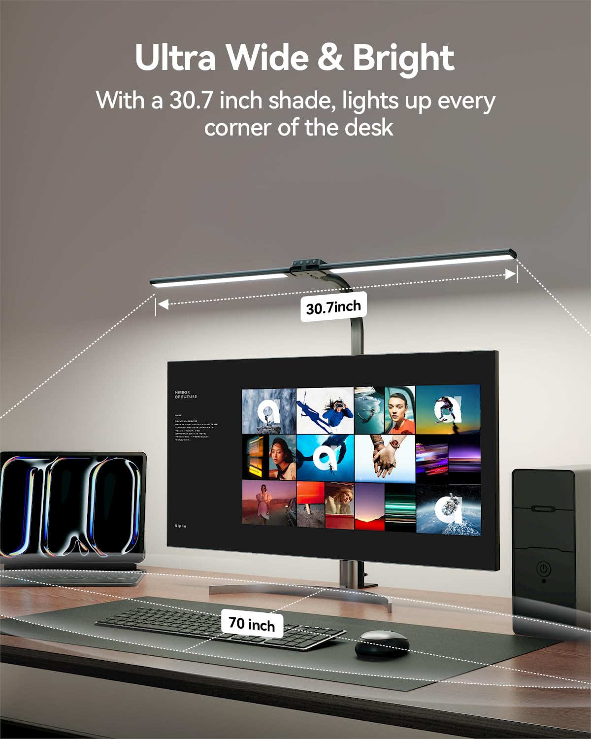 AUSDOM LED Desk Lamp with USB Charging Port - 24W Ultra Bright Auto Dimming Architect Clamp Light, 5 Color Modes & Touch Control for Home Office, Reading, Crafting, Gaming, Study & Nightstand Use