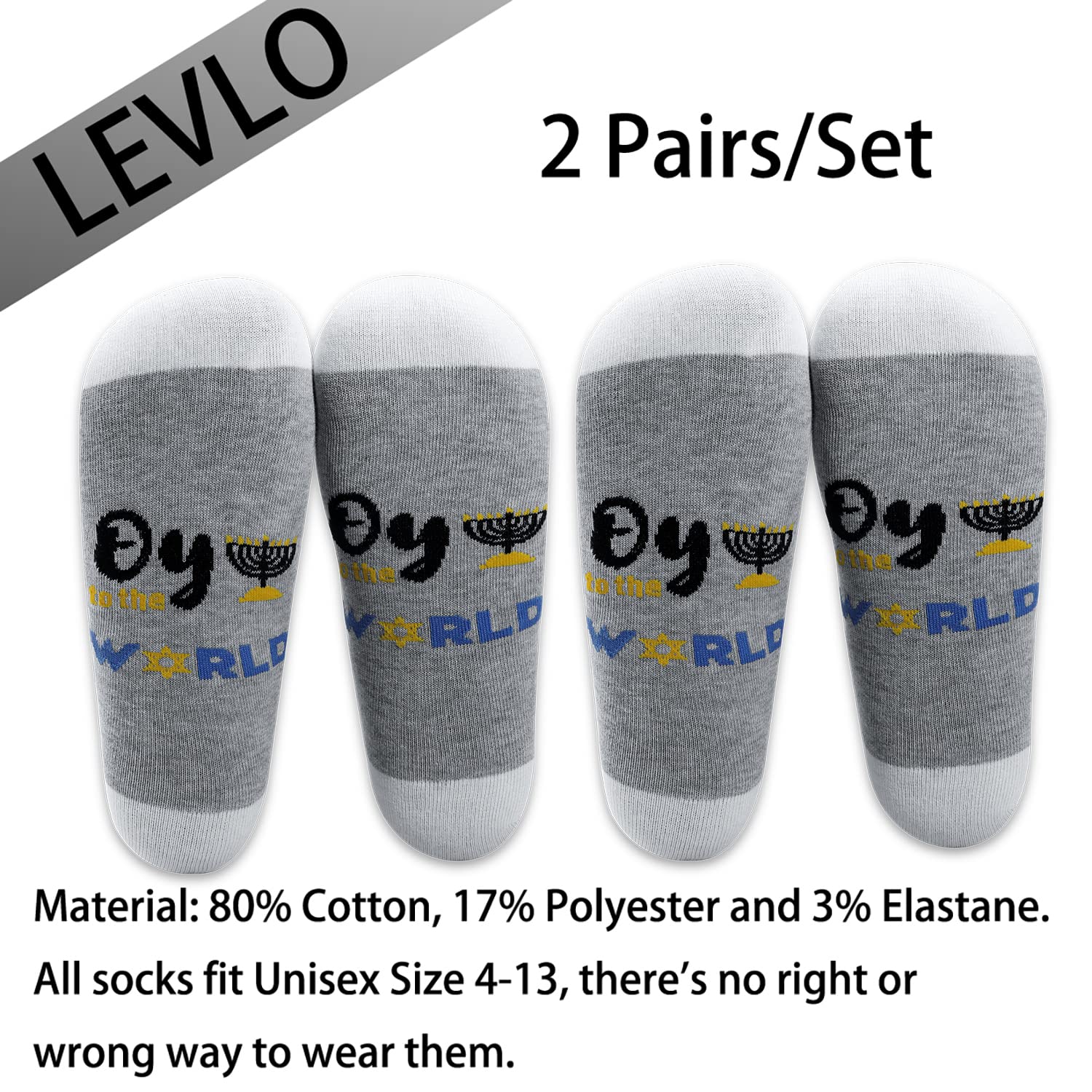 Funny Jewish Hanukkah Socks - Oy to The World Holiday Gifts for Men & Women - Perfect for Chanukah, Christmas & Winter Celebrations