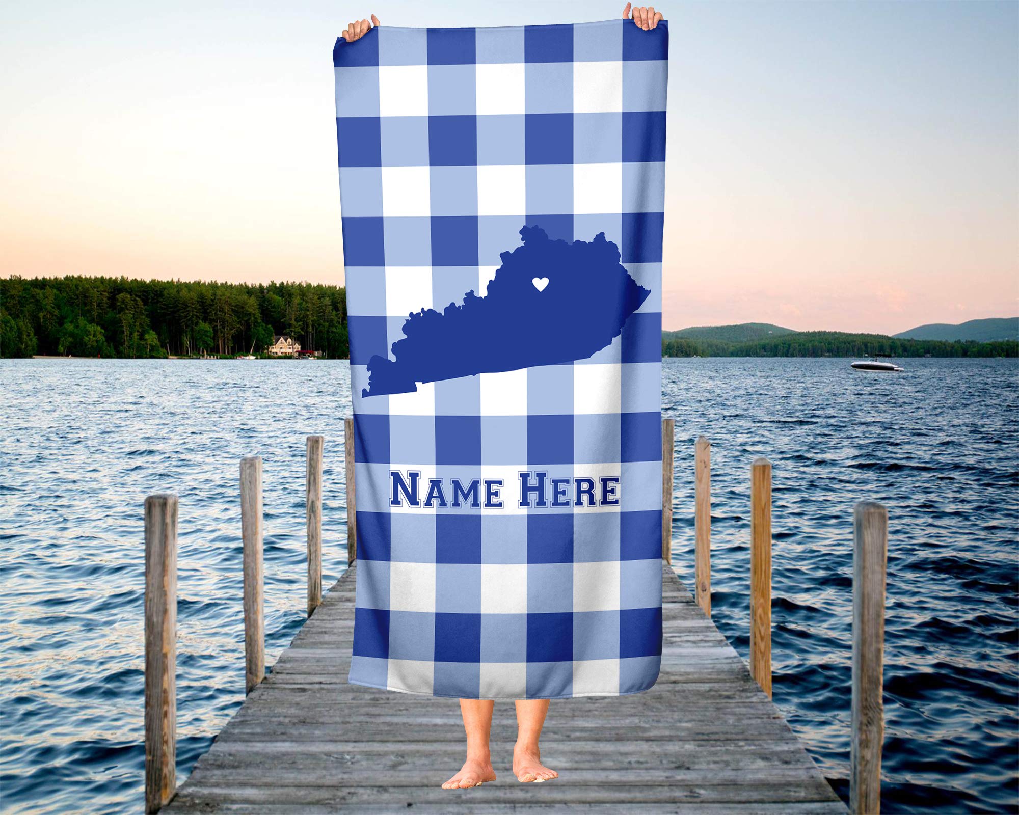 Custom Lexington Kentucky State Pride Beach & Bath Towel - Personalized Medium & Large Towels for Adults & Kids - Perfect for College Football & Basketball Fans, Beach Trips, Pool Parties & Home Decor