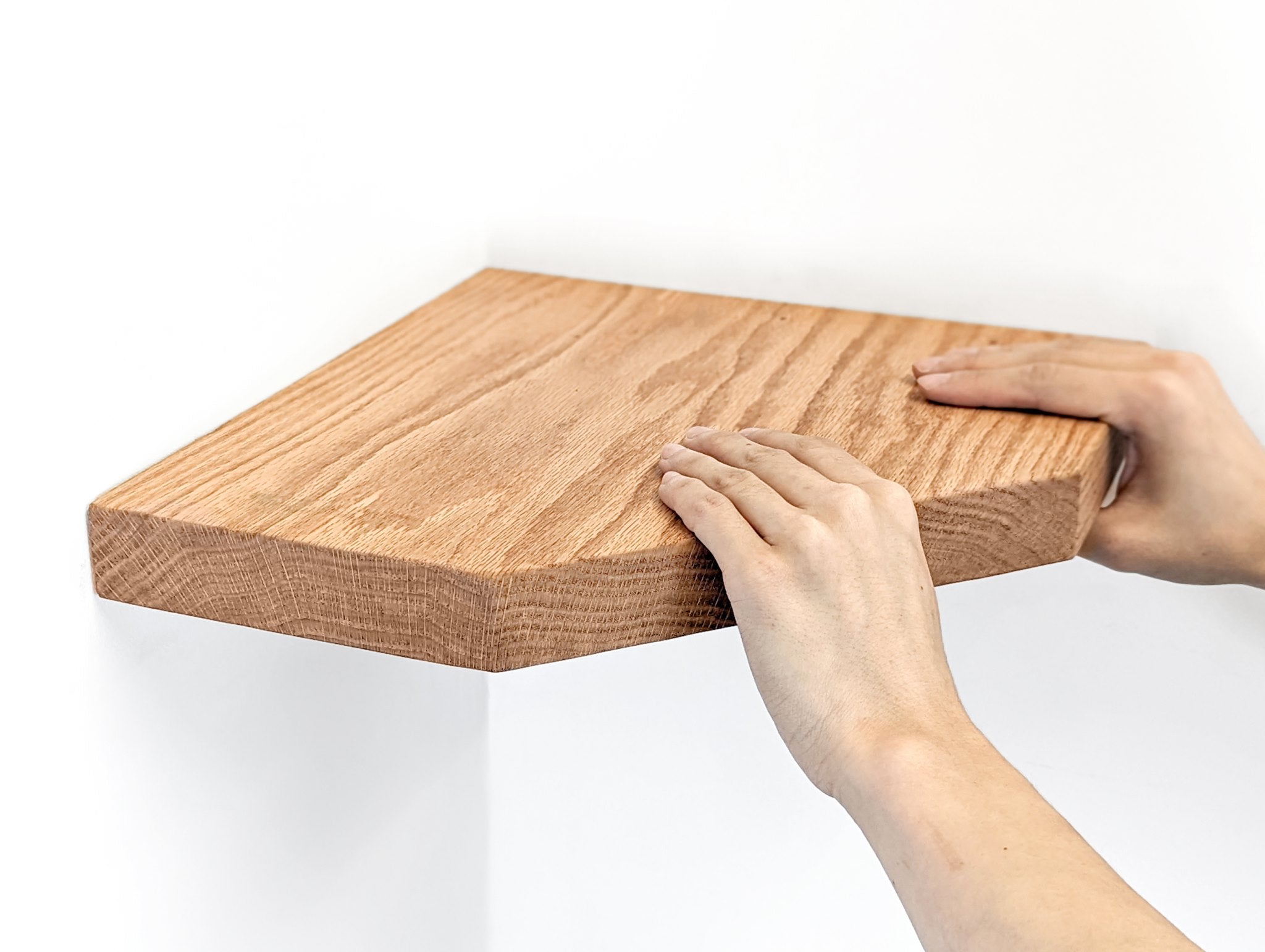 Premium Mahogany Floating Corner Shelf with Straight Edge - Perfect for Bathroom, Kitchen & Living Room Storage