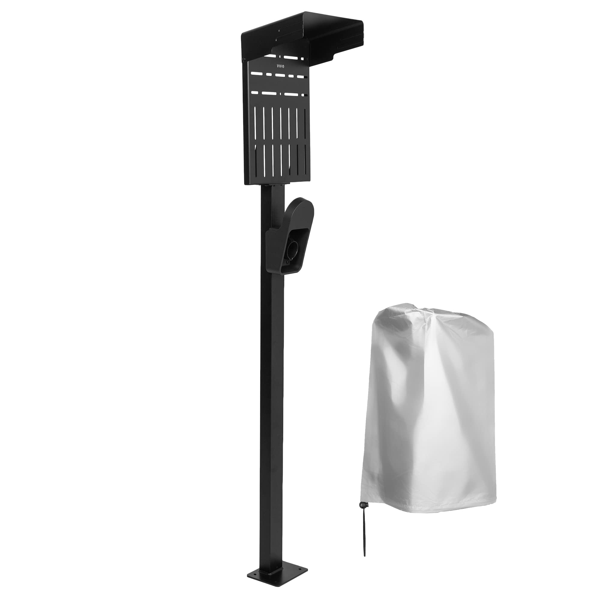 VIVO STAND-EV01C Outdoor EV Charger - Weatherproof Stainless Steel Electric Vehicle Charging Station with Protection Hood, Floor Mounted for All Weather Conditions - Perfect for Home, Office & Public Parking Lots