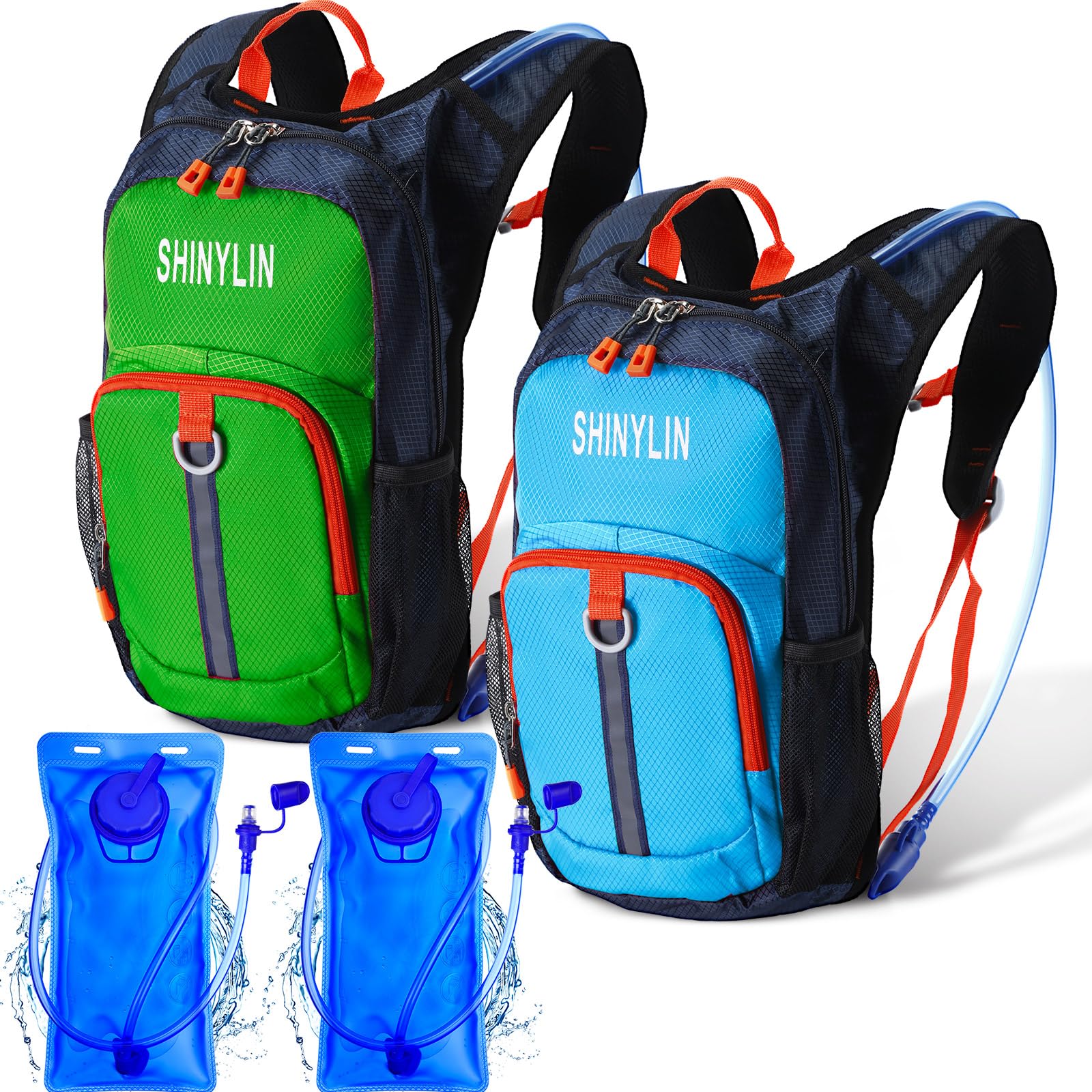 2 Pack Kids Hydration Backpack with 1.5L Leakproof Water Bladder - Lightweight Hiking Backpack for Boys & Girls - Perfect for Running, Climbing, Camping & Outdoor Adventures