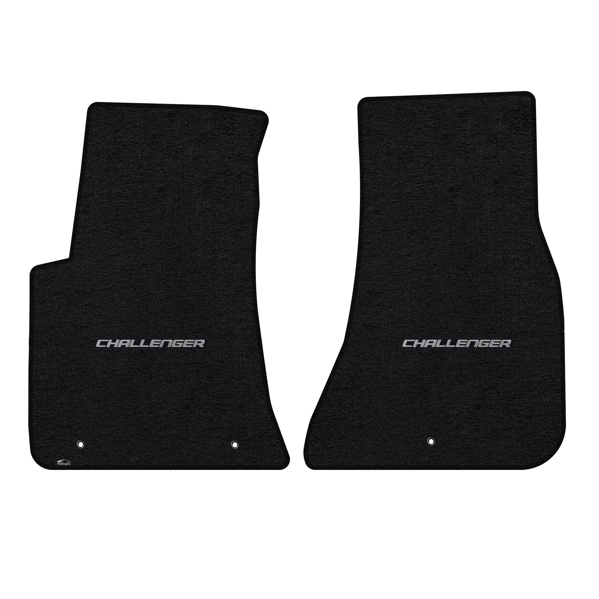 Premium Custom-Fit Carpeted Floor Mats for Dodge Challenger RWD 2011 & Newer - Luxury Car Floor Liners (2-Piece Set, Charcoal with Silver 'Challenger' Logo) - Perfect for Daily Driving & Car Shows