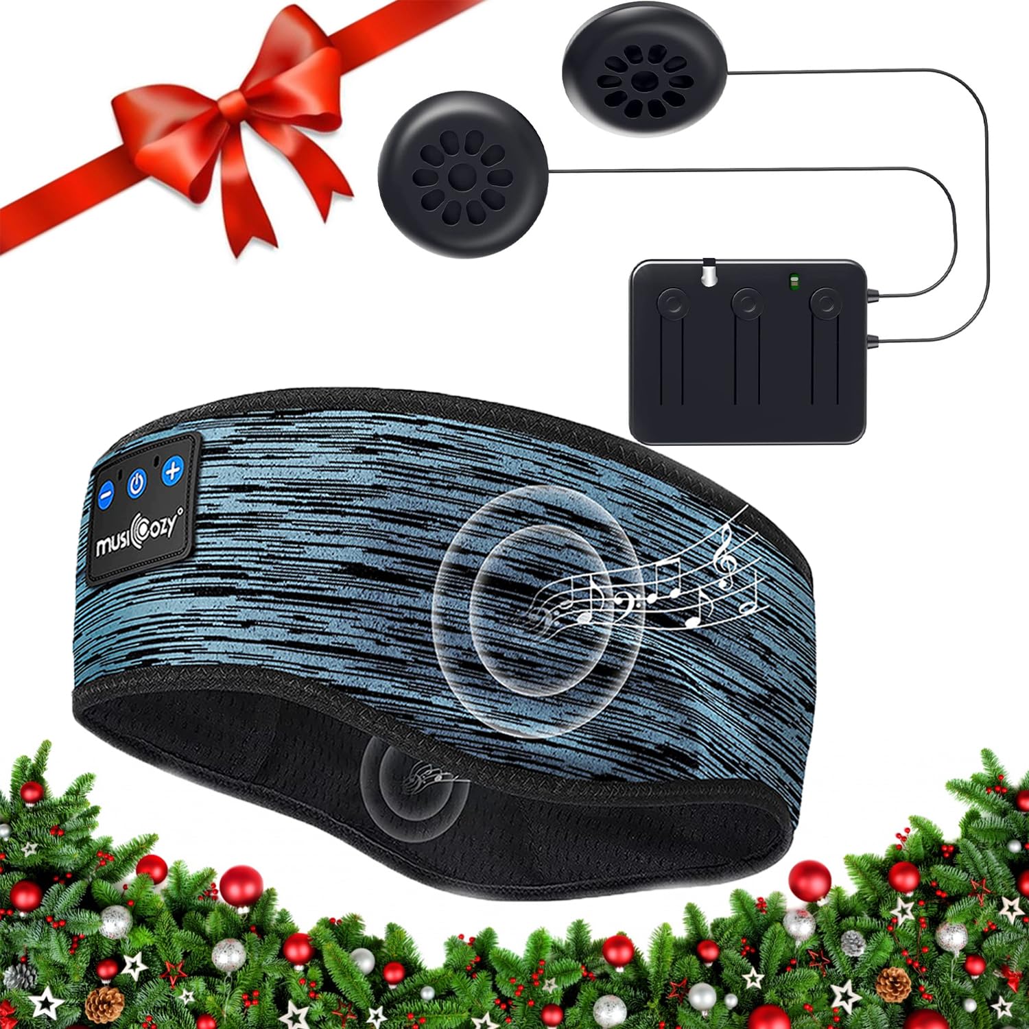 Musicozy Wireless Sleep Headphones Bluetooth 5.2 Sports Headband with Built-in Speakers & Charging Cable - Perfect for Sleeping, Yoga, Meditation & Travel
