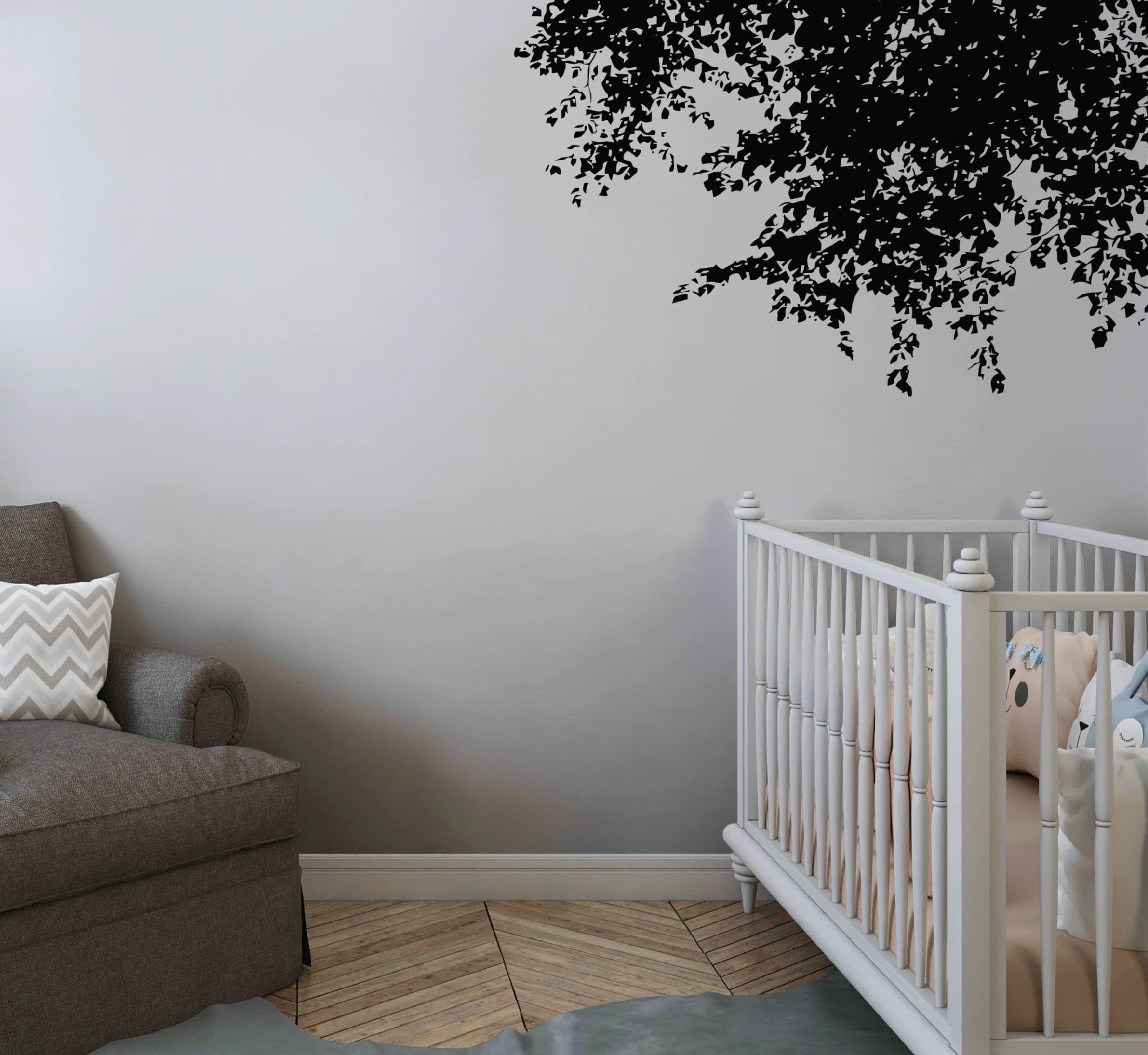 Black Tree Branches & Leaves Wall Decal - Nursery Decor for Baby Room