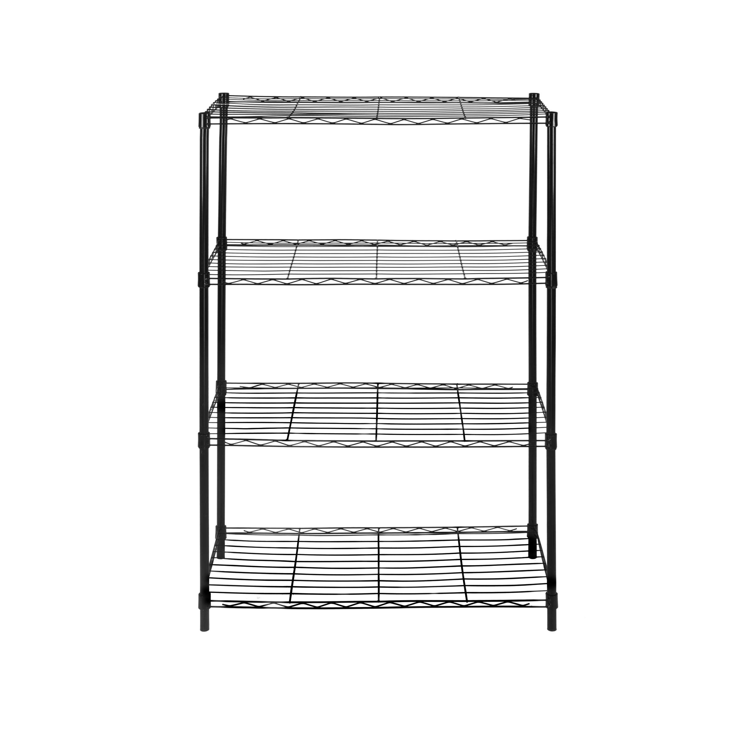 4-Tier Black Wire Shelving Unit - Heavy Duty Multi-Purpose Metal Storage Rack for Kitchen, Garage, Pantry & Closet Organization