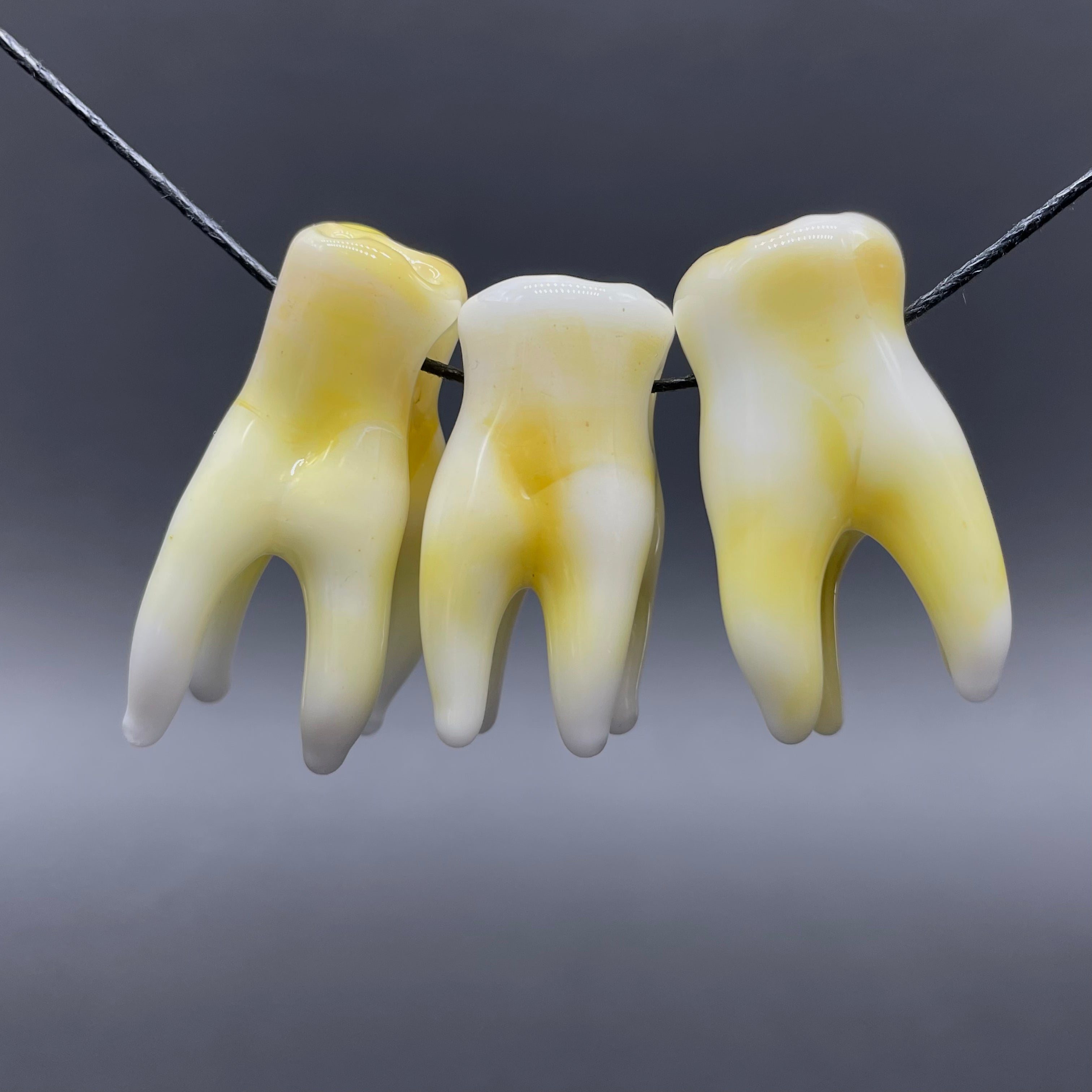 3 Pack Glass Tooth Beads for Jewelry Making - DIY Craft Beads for Necklaces, Bracelets, and Earrings - Perfect for Handmade Jewelry and Art Projects