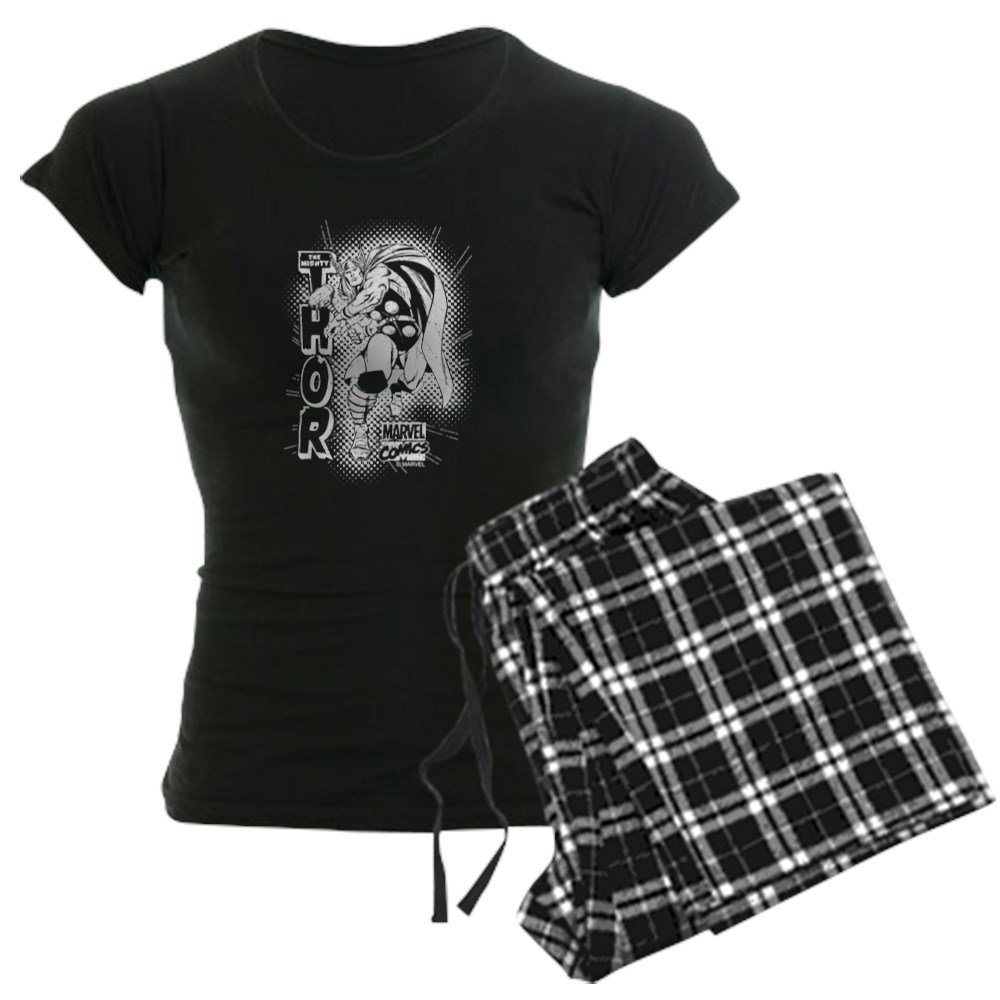 Marvel Comics Thor Retro Women's Dark Pajama Set - Superhero Sleepwear for Women | Perfect for Cosplay, Lounge Wear & Gift Giving