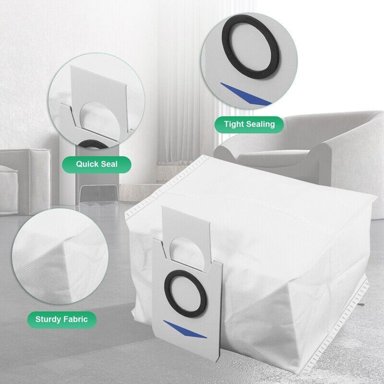 12-Pack Auto Empty Dust Bags for Ecovacs Deebot X1 Omni Robot Vacuum - Compatible Replacement Bags for Self-Cleaning Station - Perfect for Pet Hair & Hardwood Floors